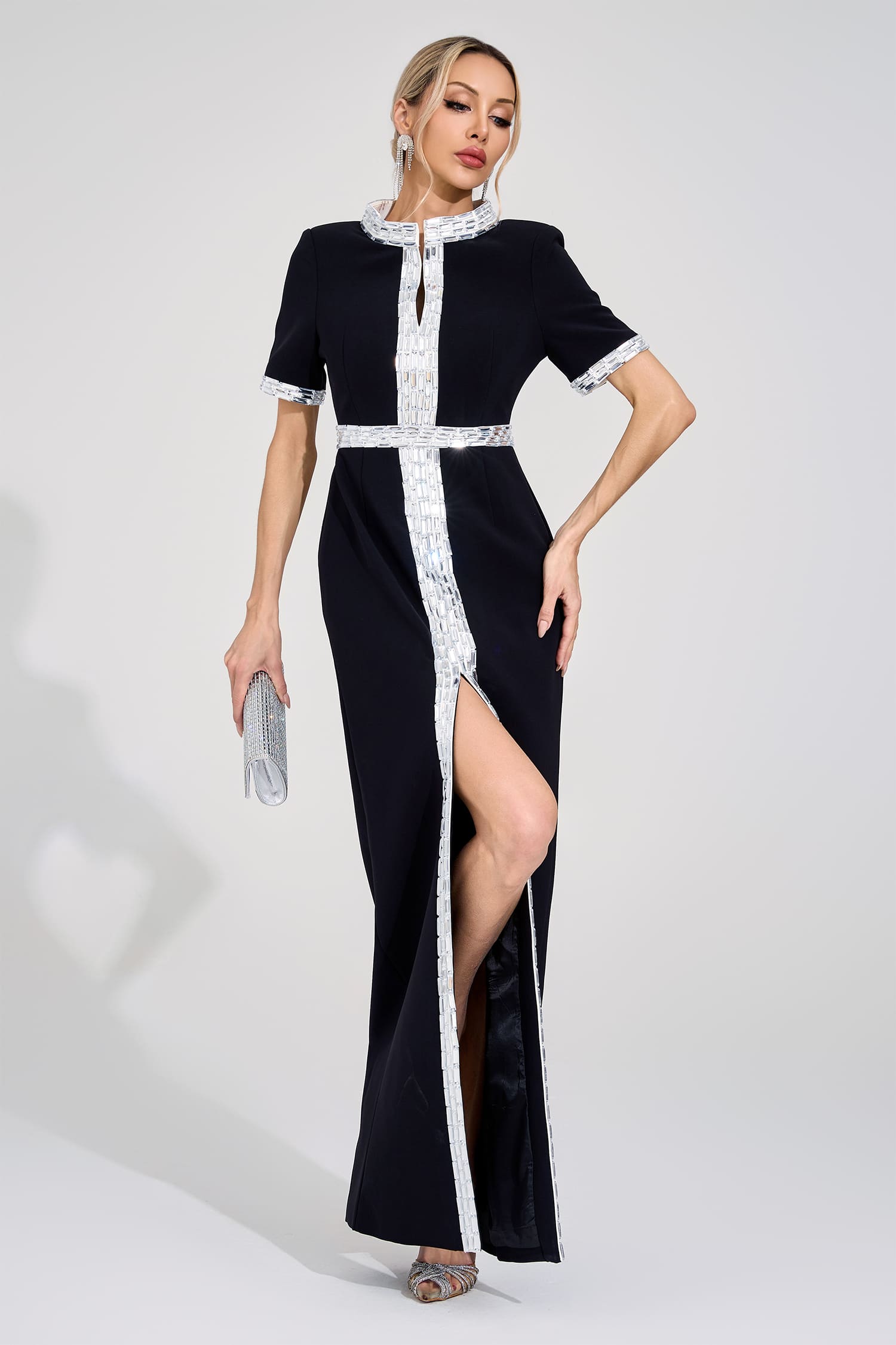 Theodora Black Diamond Maxi Dress