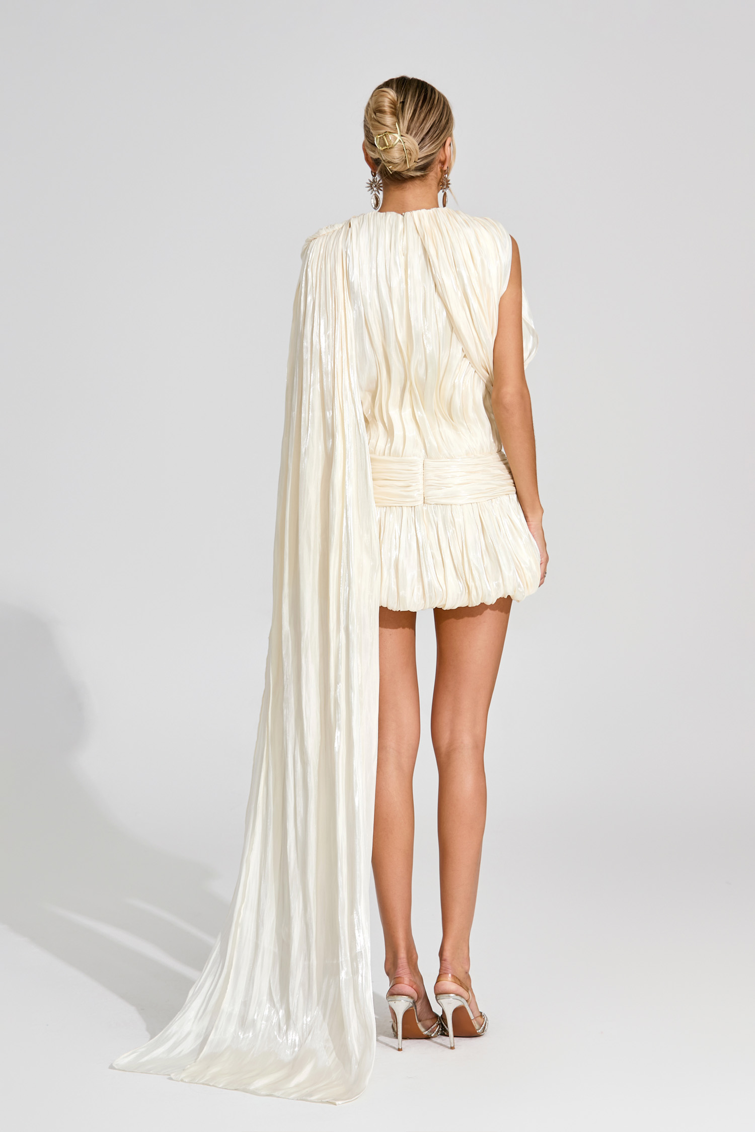 Thera Apricot Draped Mini Dress