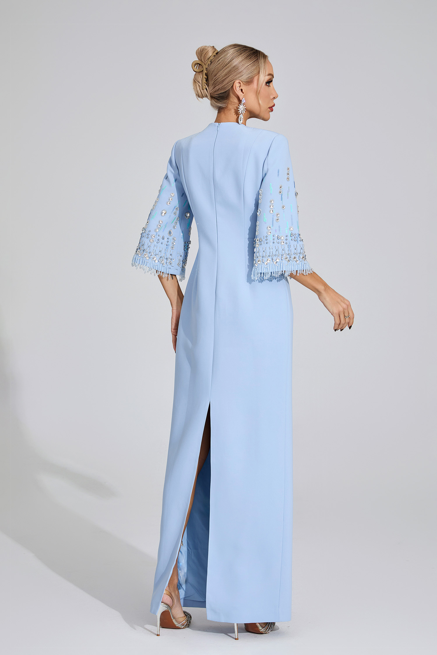 Thessaly Light Blue Diamond Maxi Dress