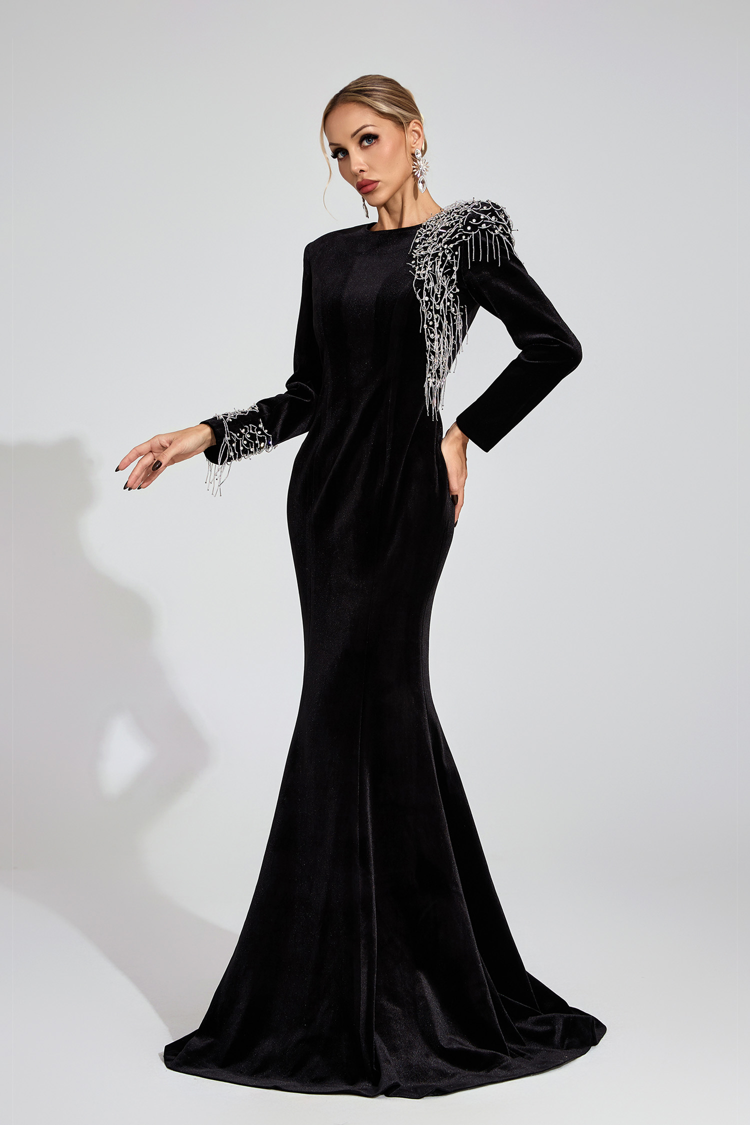 Thisbe Black Beaded Maxi Dress