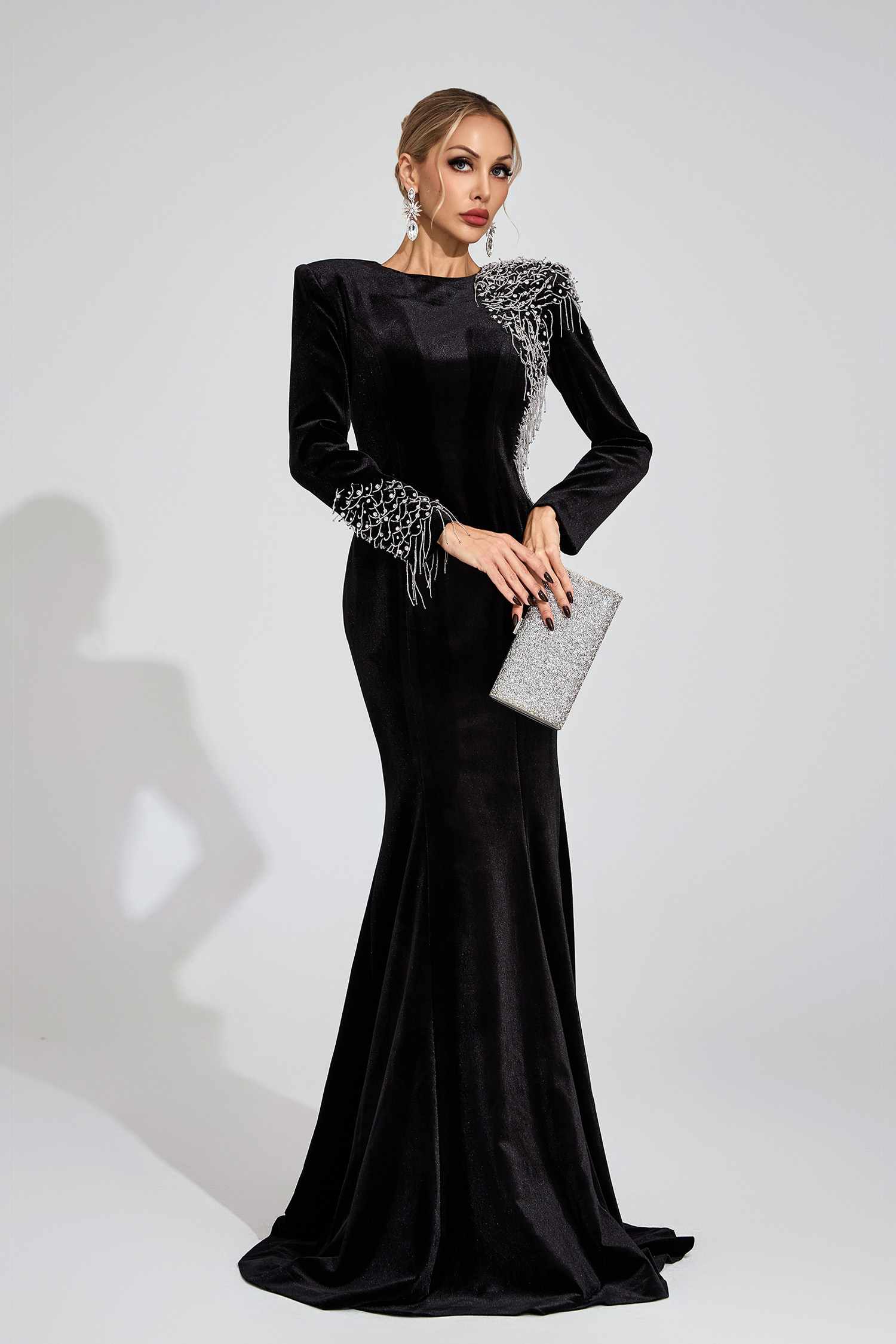 Thisbe Black Beaded Maxi Dress