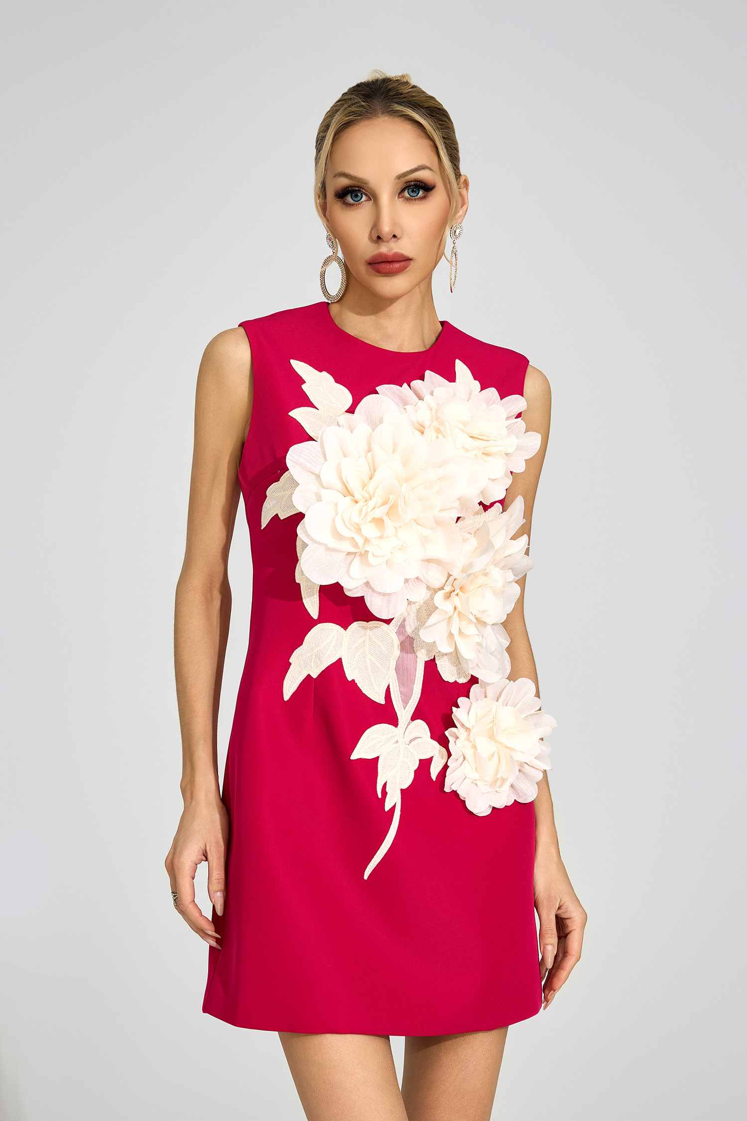 Thyra Red Floral Midi Dress