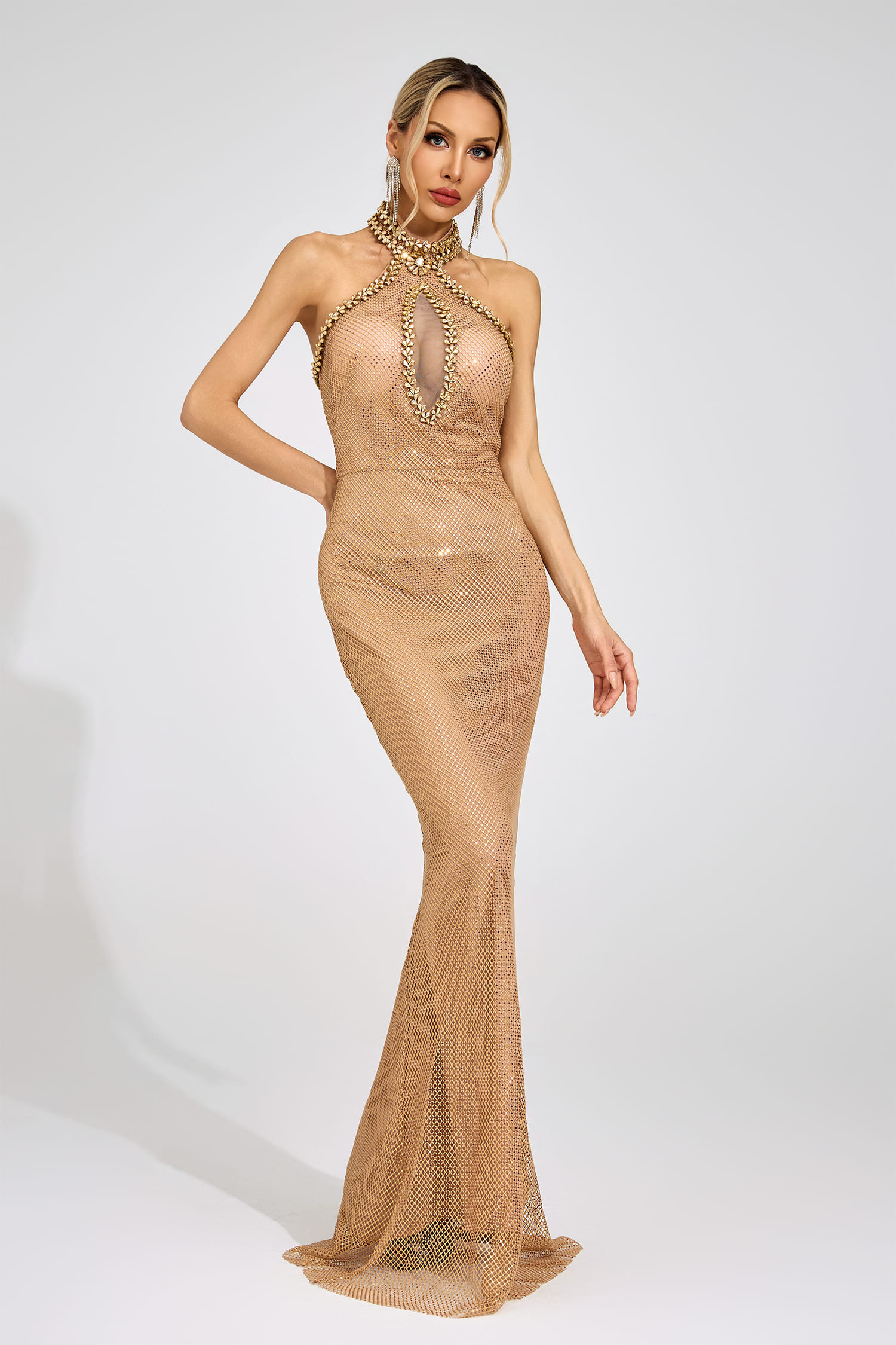 Tindra Apricot Mermaid Maxi Dress