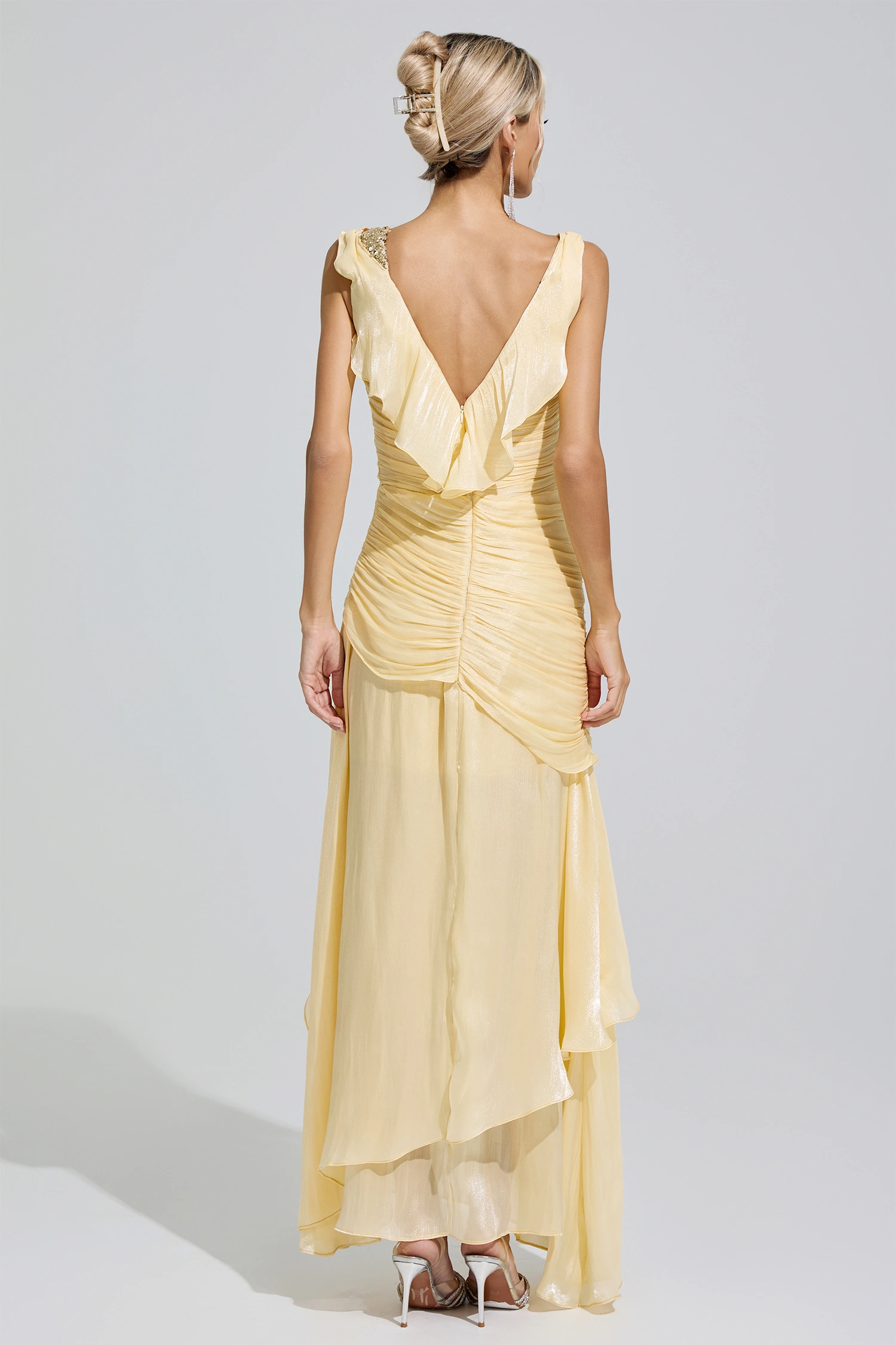 Toni Yellow Ruffle Maxi Dress