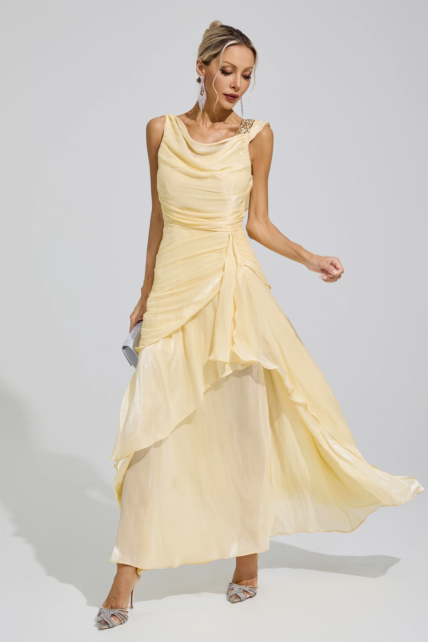 Toni Yellow Ruffle Maxi Dress