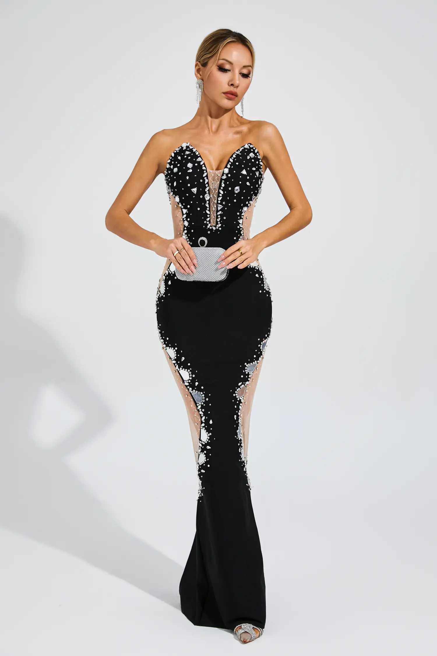 Toynbee Black Diamond Mesh Bandage Dress-CATCHALL