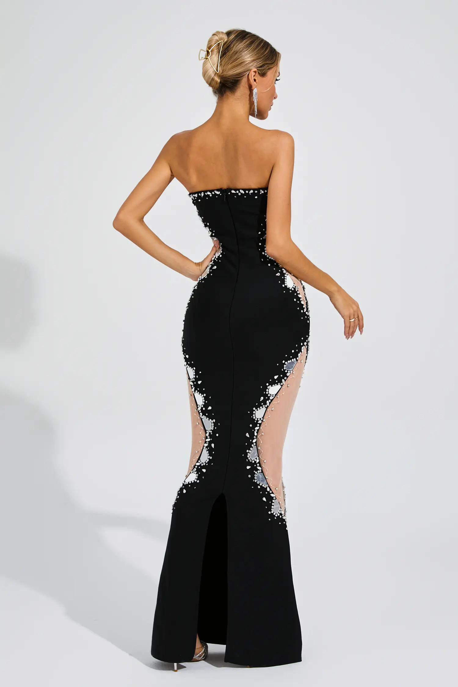 Toynbee Black Diamond Mesh Bandage Dress-CATCHALL