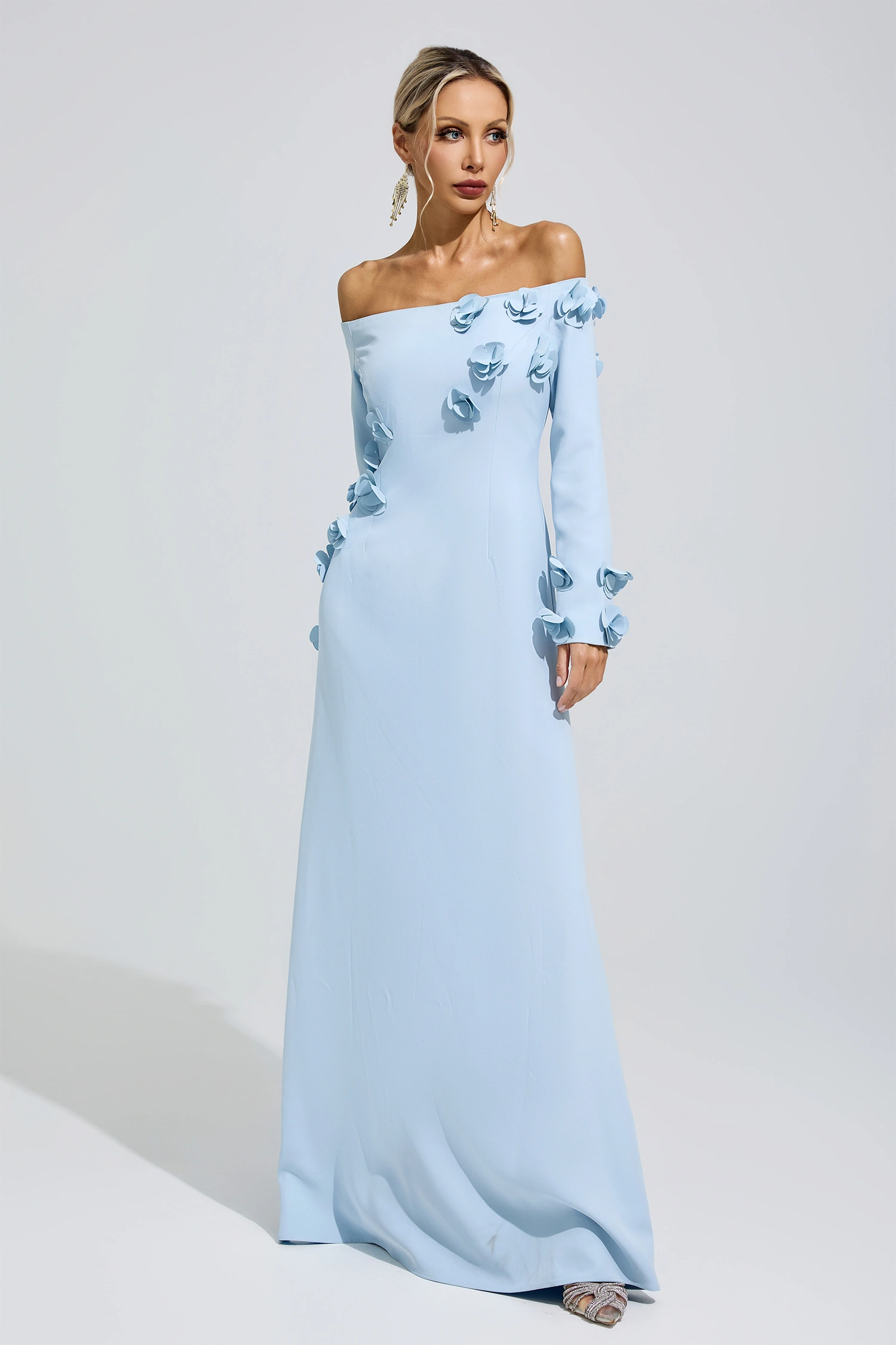 Tubman Blue Flower One Shoulder Dress