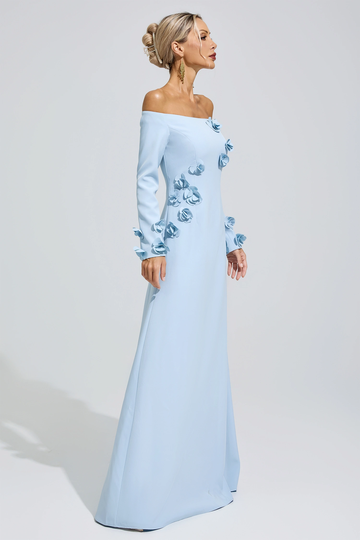 Tubman Blue Flower One Shoulder Dress