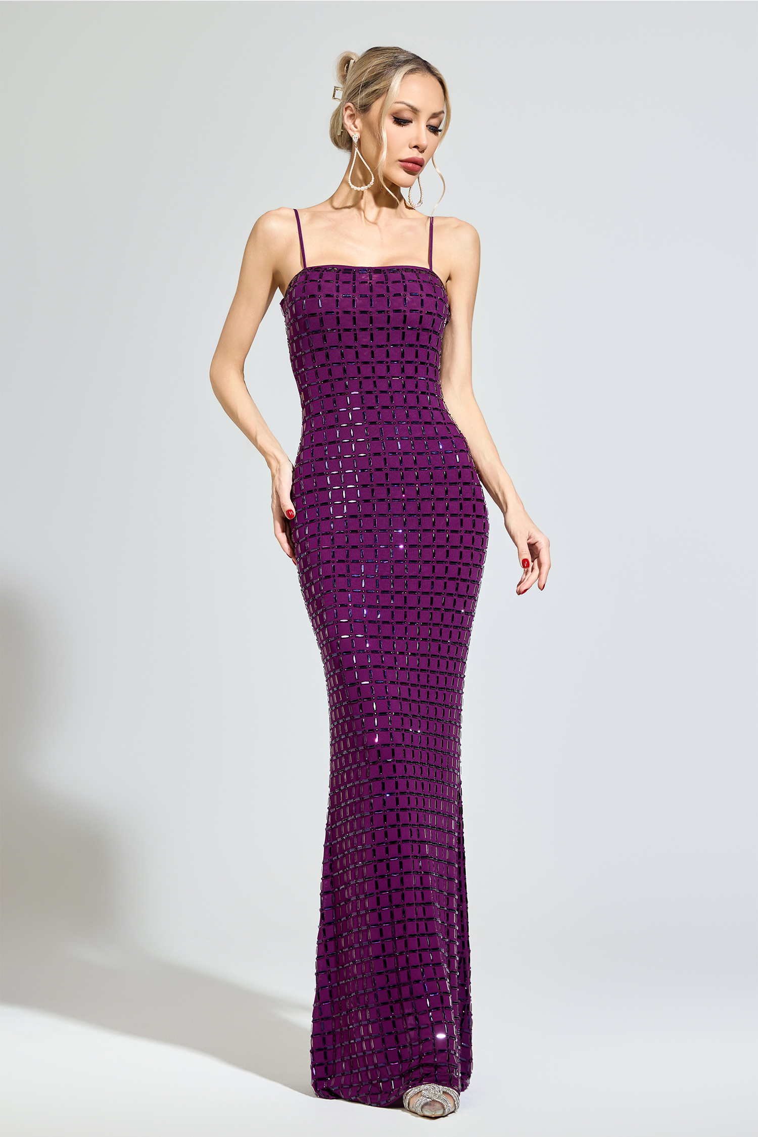 Turing Purple Diamond Bodycon Dress