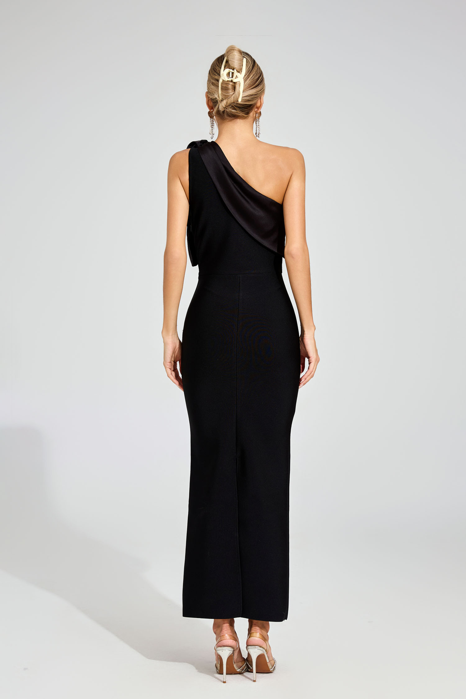 Twain Black Bandage One Shoulder Dress