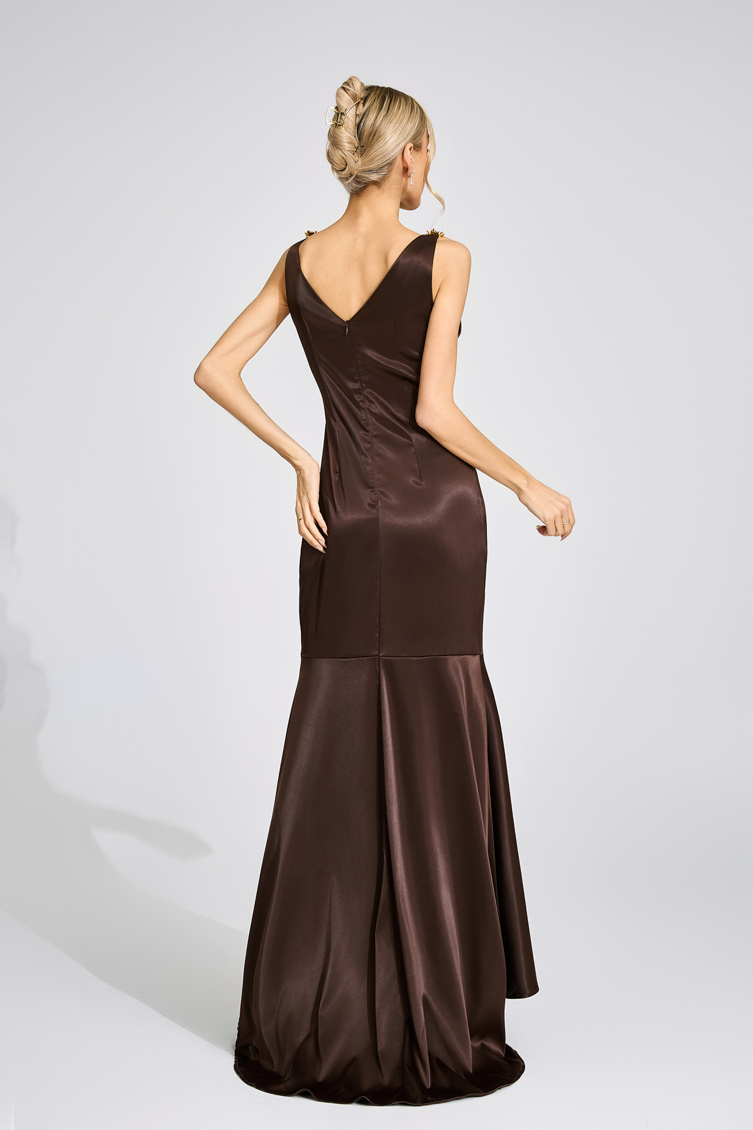Ursula Brown High-Low Maxi Dress