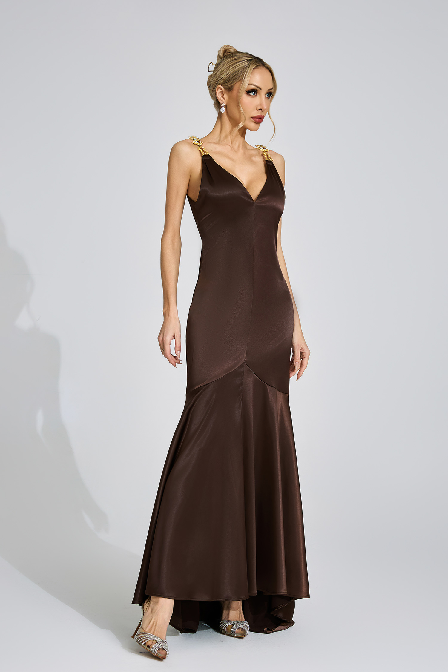 Ursula Brown High-Low Maxi Dress