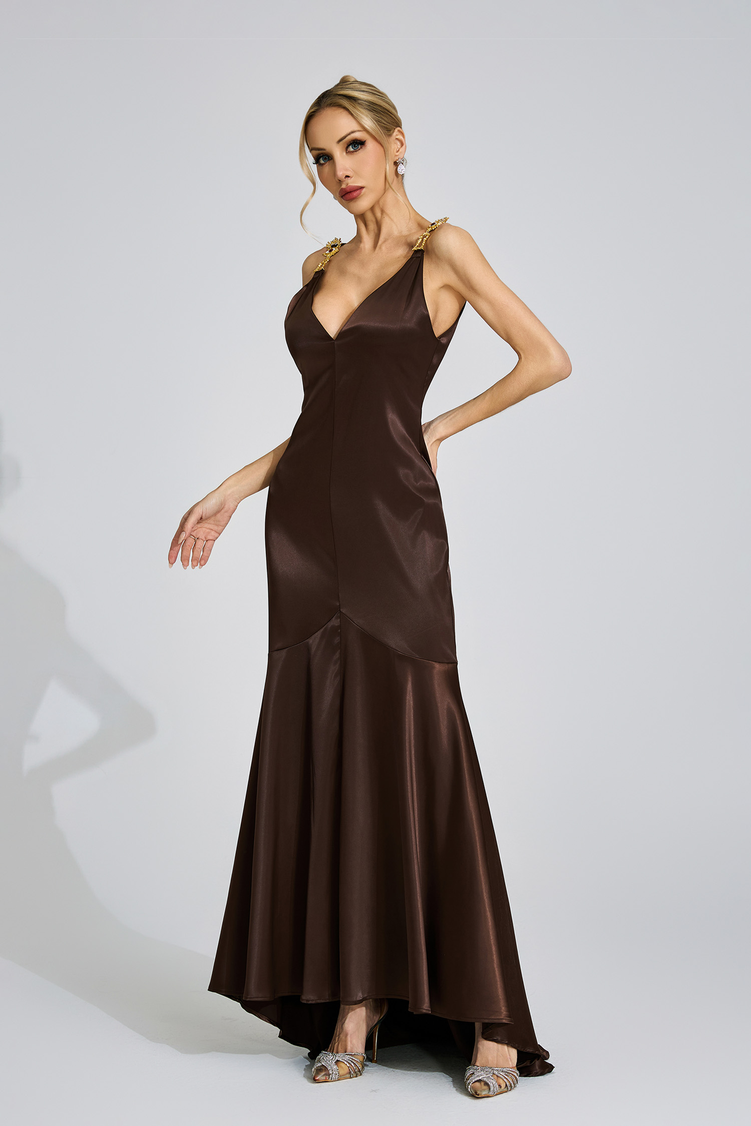 Ursula Brown High-Low Maxi Dress