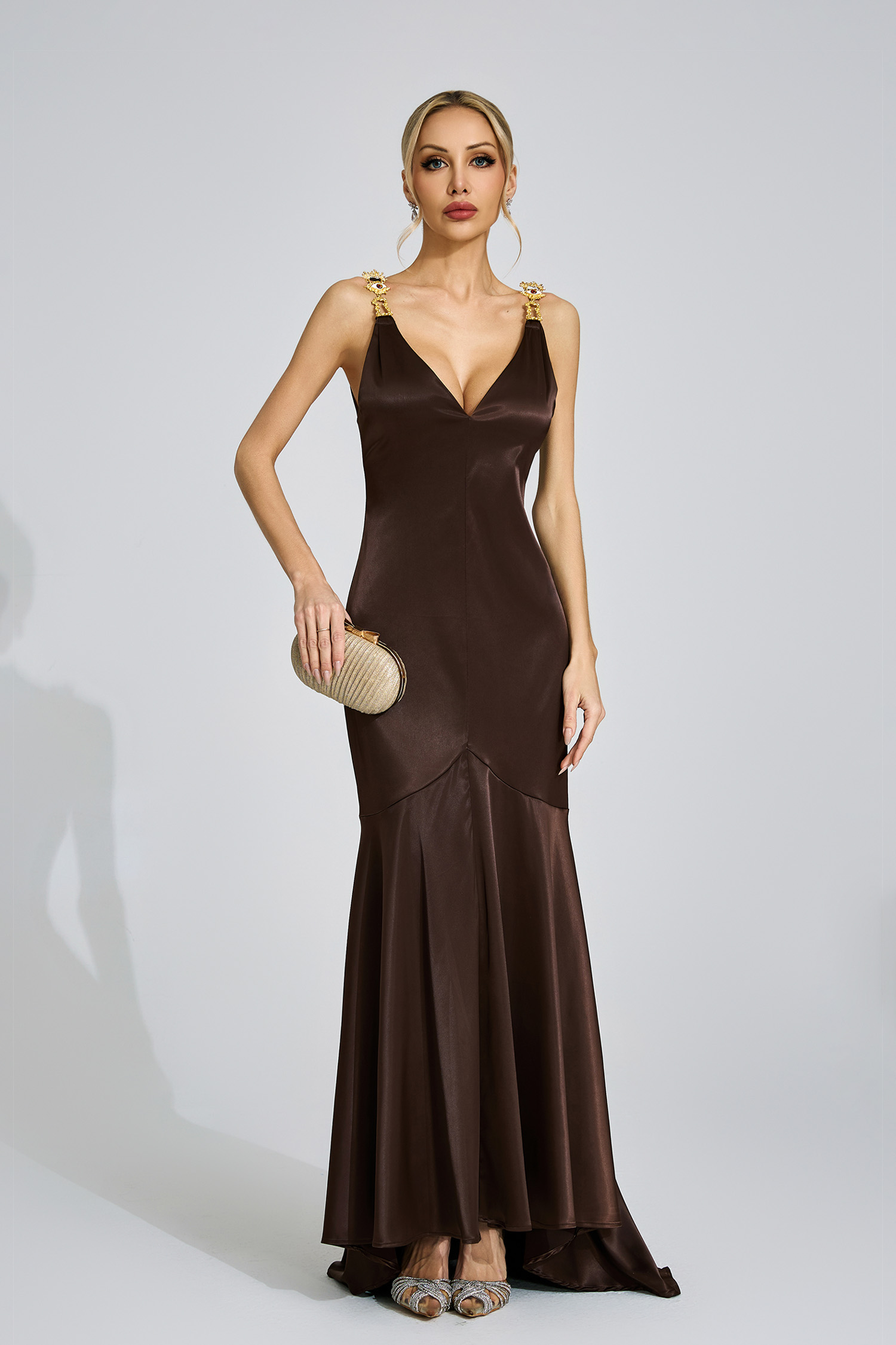Ursula Brown High-Low Maxi Dress