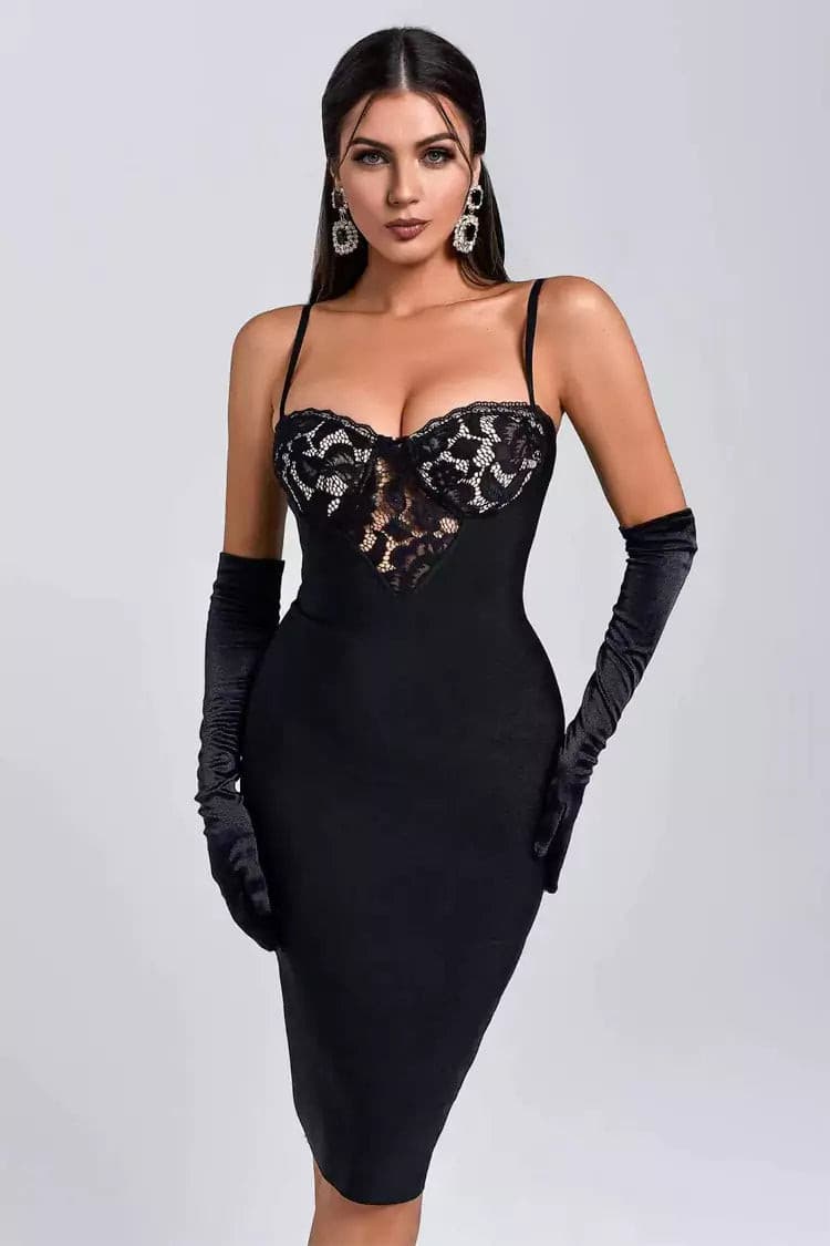 Vera Black Lace Bodycon Dress - Catchall