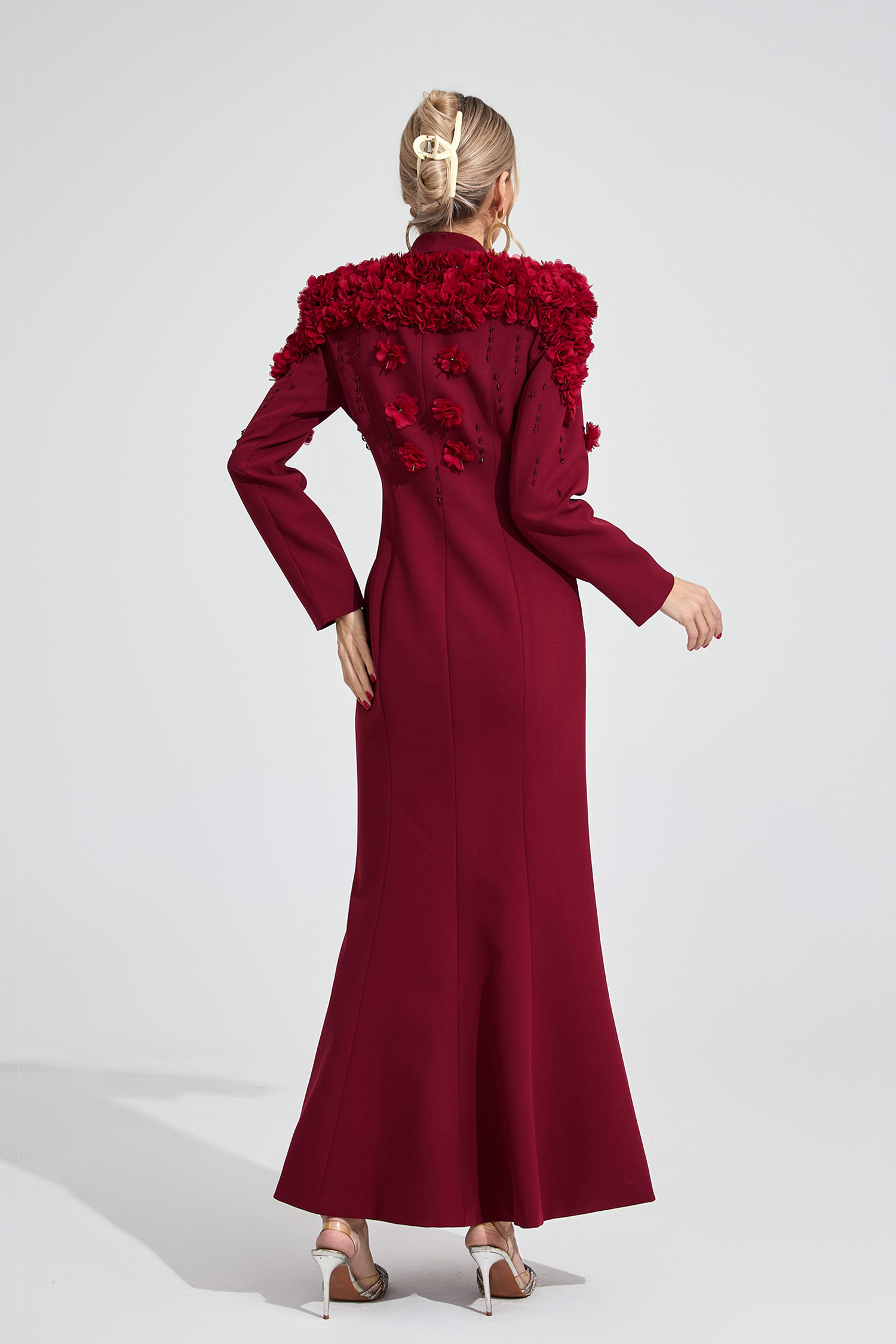 Vesper Wine Red Floral Maxi Dress