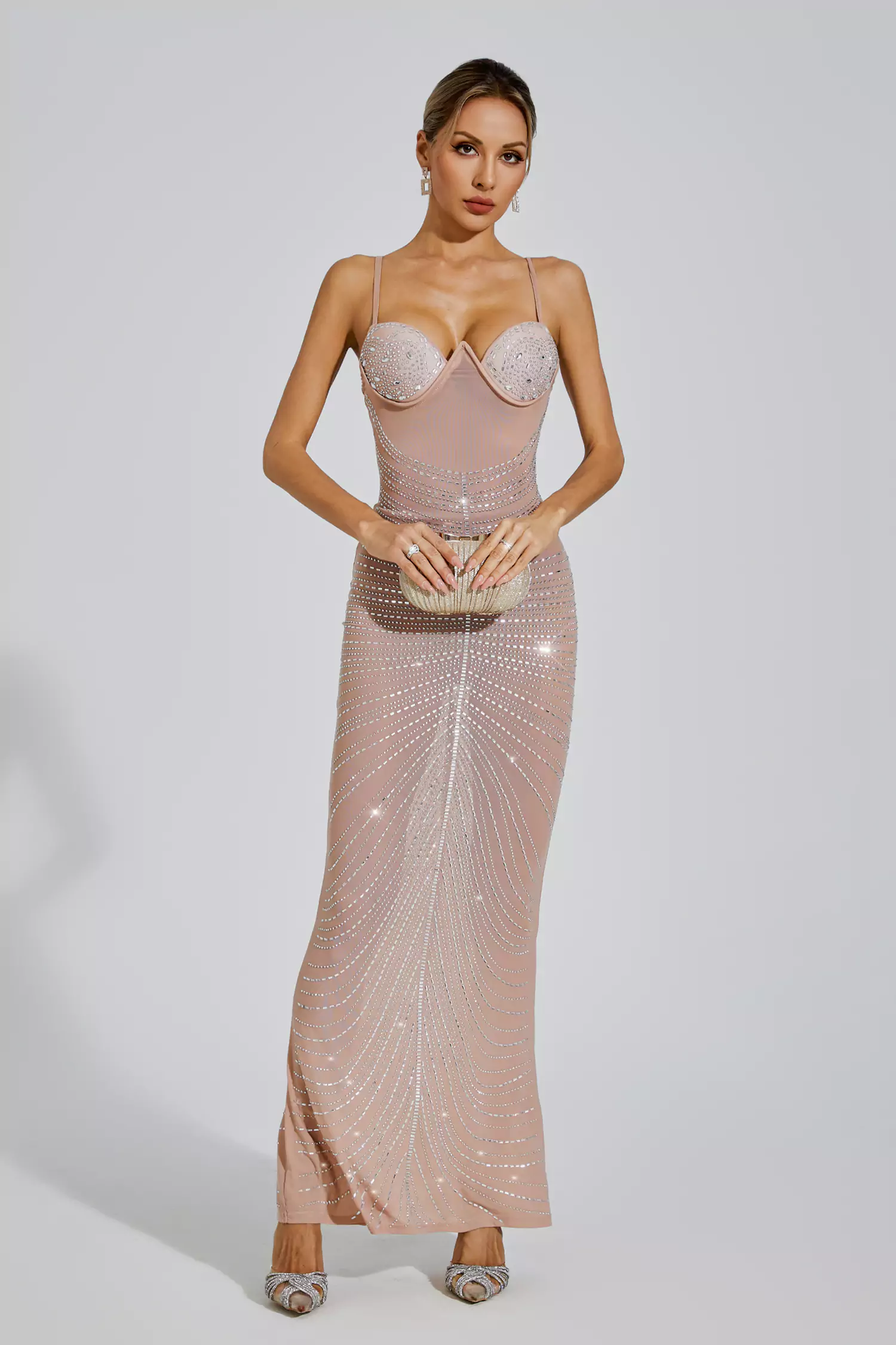 Violeta Apricot Maxi Sequins Dress-CATCHALL