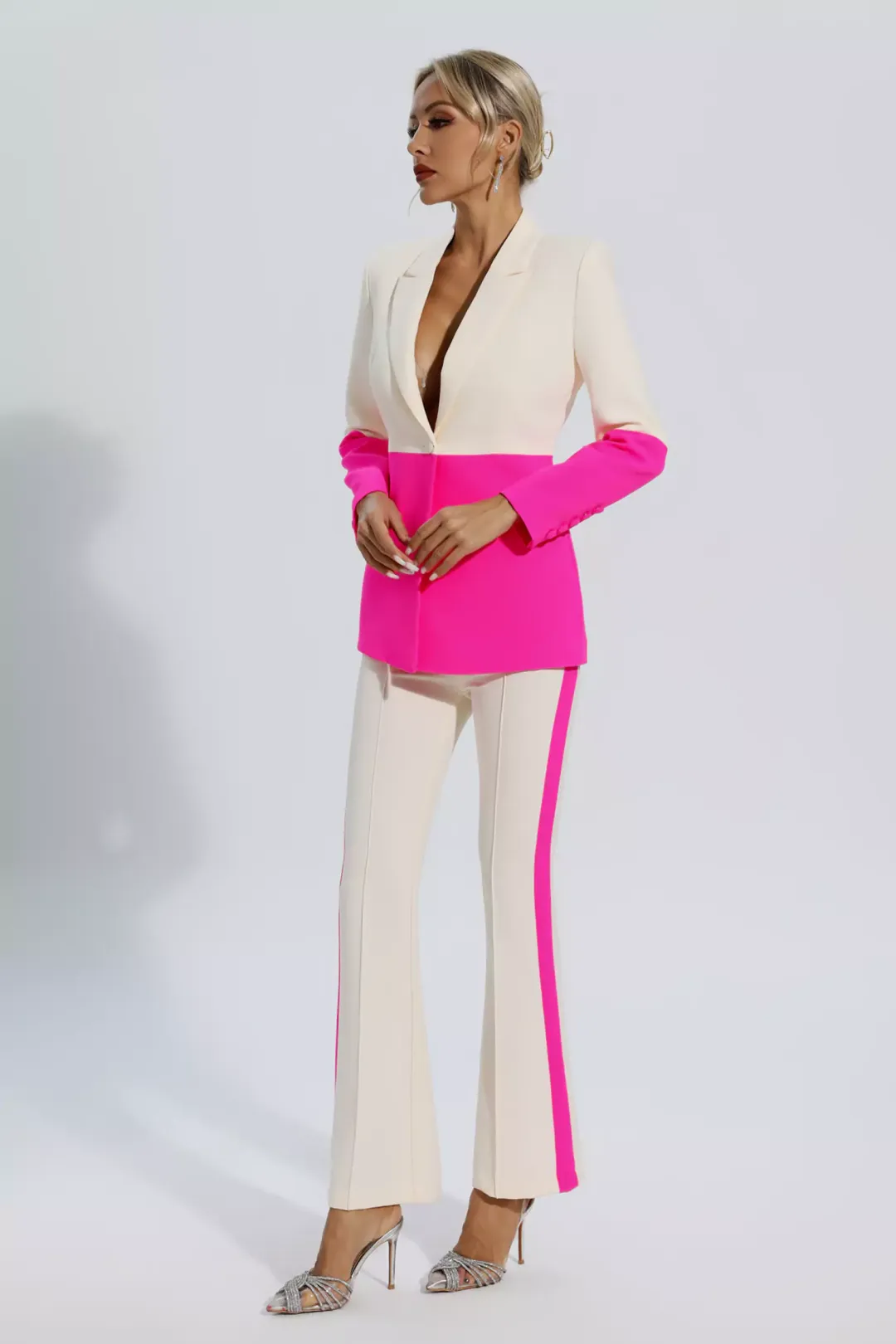 Elliatt Women's Aurora Blazer in Vivid Orchid (Barbie Pink), Single Button Chic, Size XL