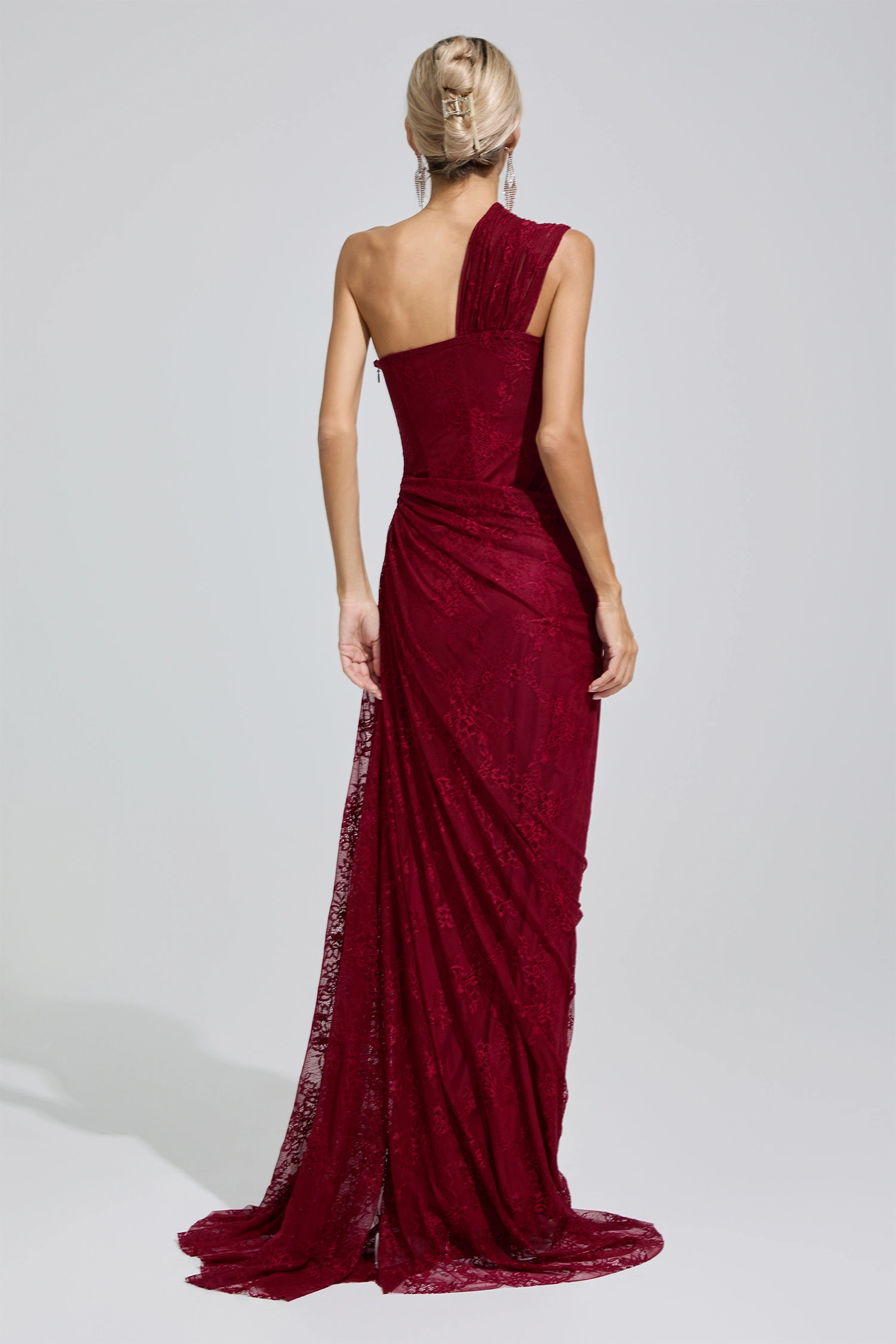 Walker Red One-Shoulder Maxi Dress
