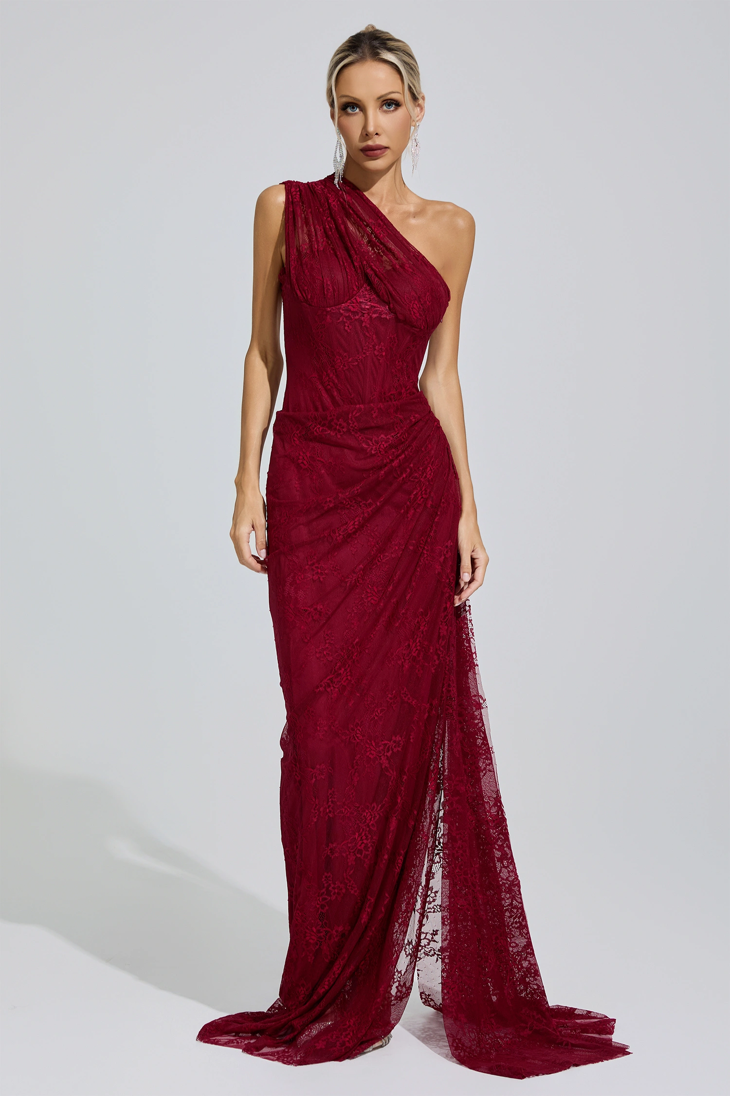 Walker Red One-Shoulder Maxi Dress