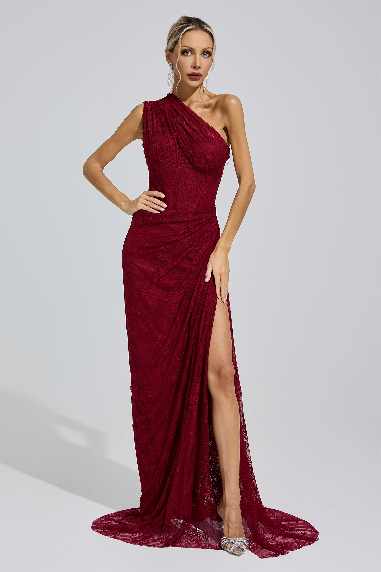 Walker Red One-Shoulder Maxi Dress