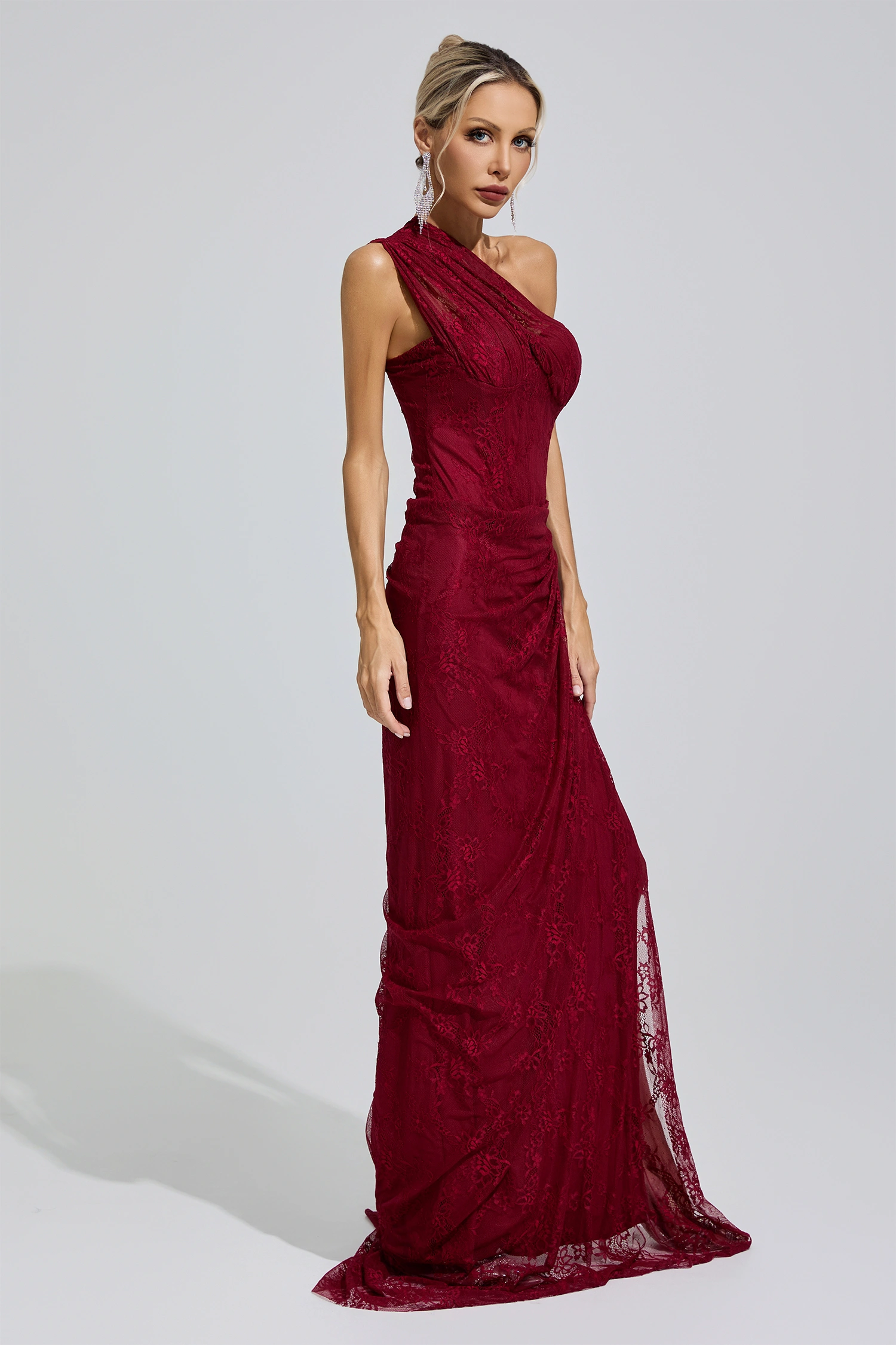 Walker Red One-Shoulder Maxi Dress