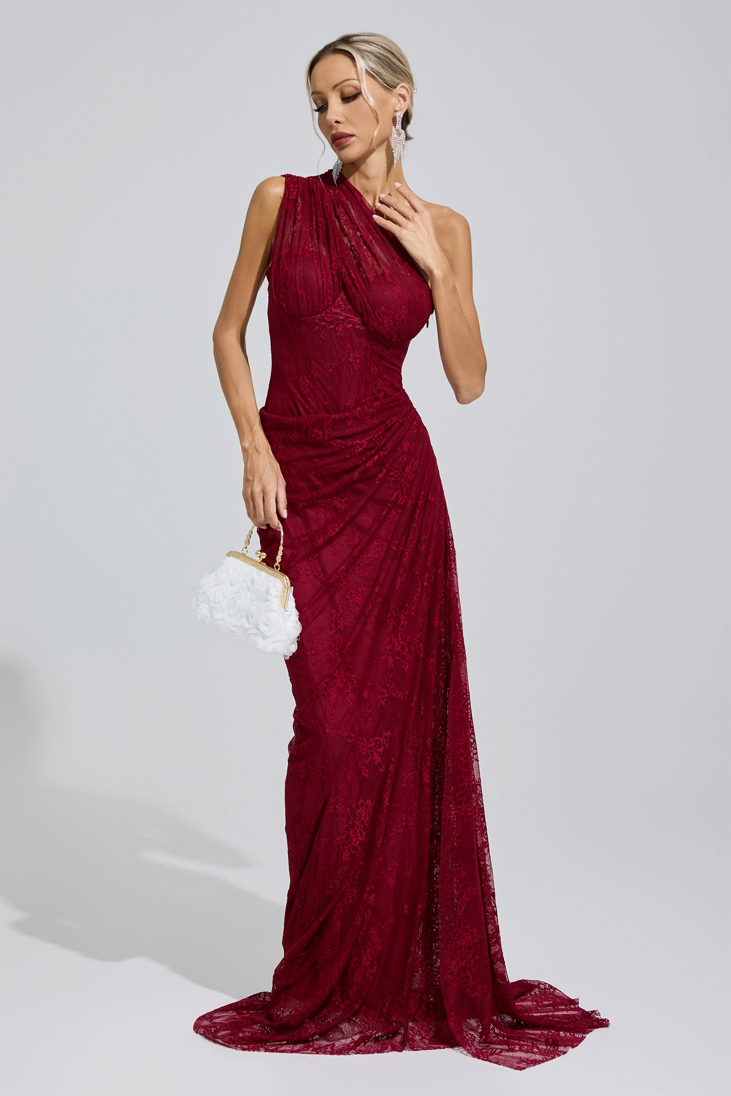 Walker Red One-Shoulder Maxi Dress