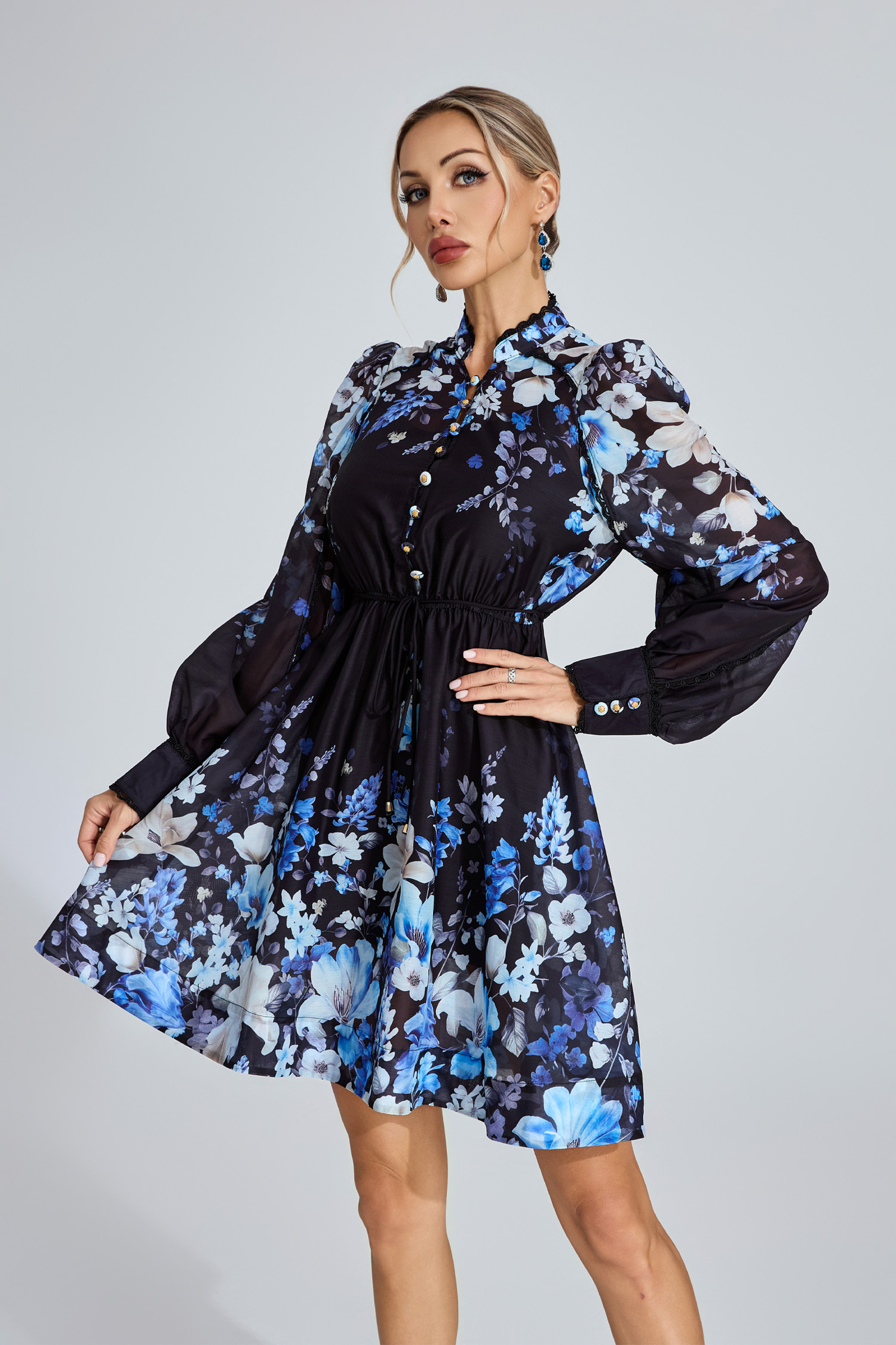 Wallis Black Floral Mini Dress