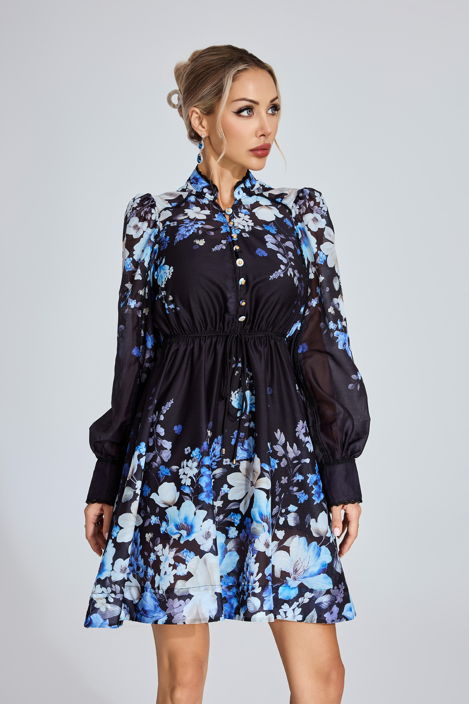 Wallis Black Floral Mini Dress