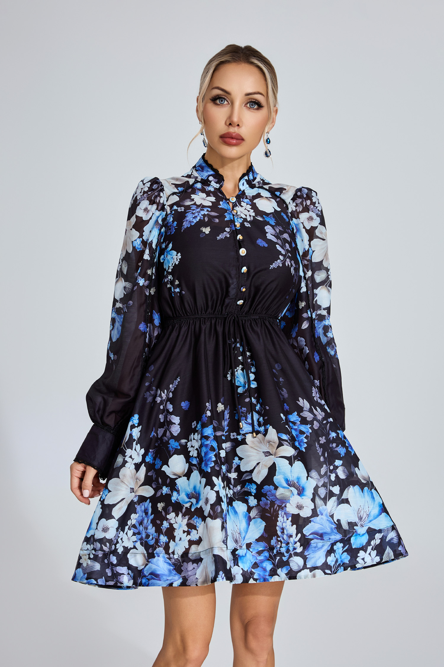 Wallis Black Floral Mini Dress