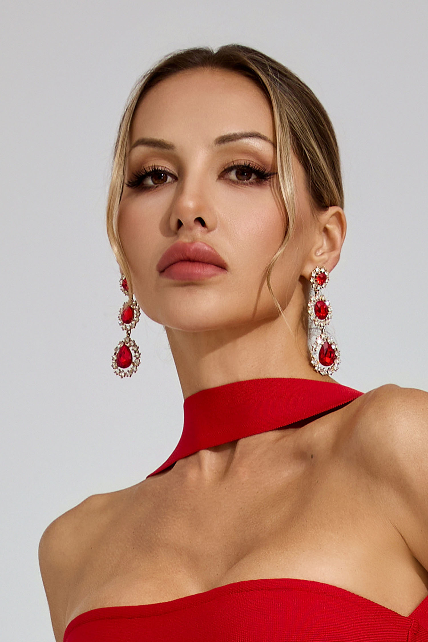 Walter Red Teardrop Diamond Earrings