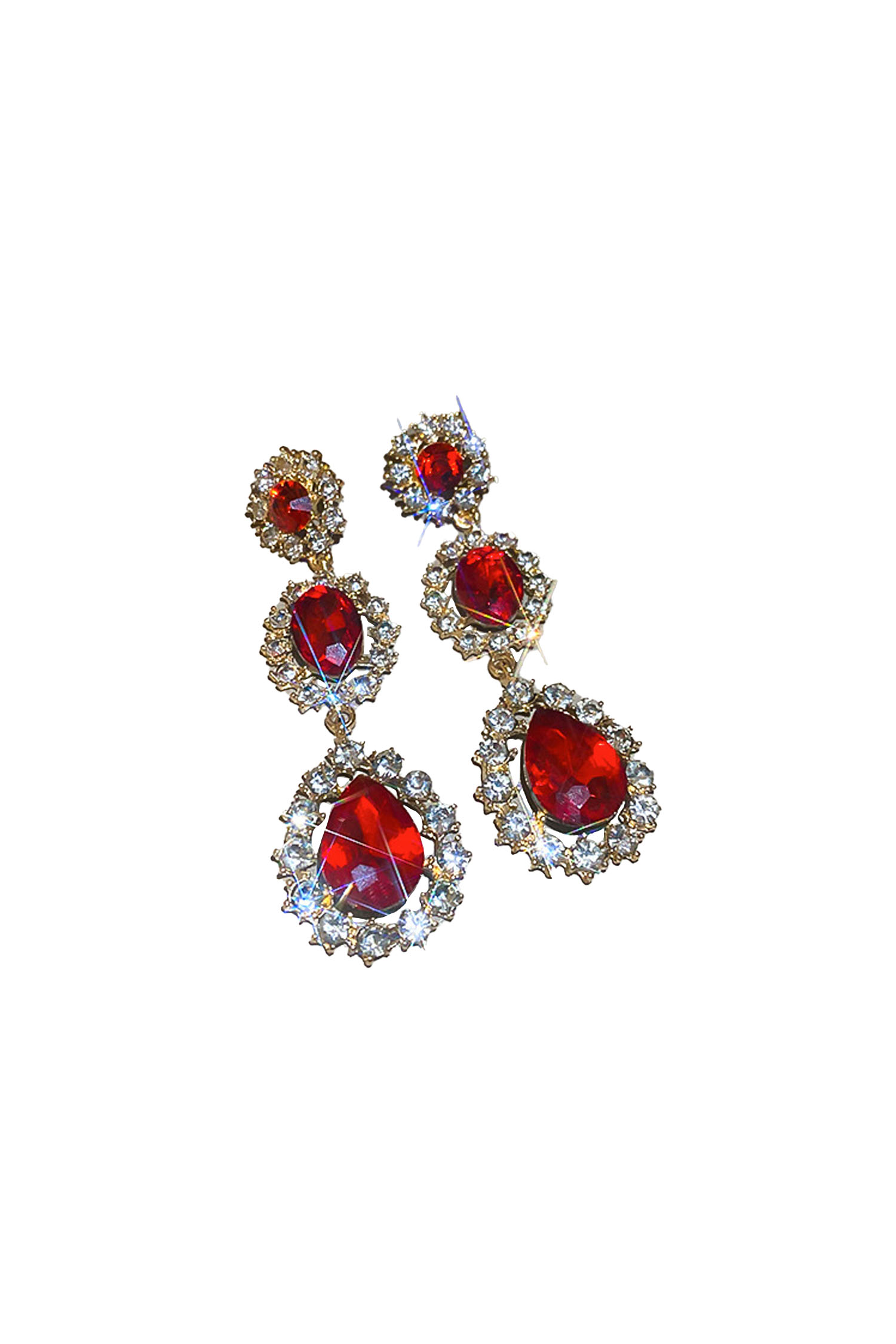 Walter Red Teardrop Diamond Earrings