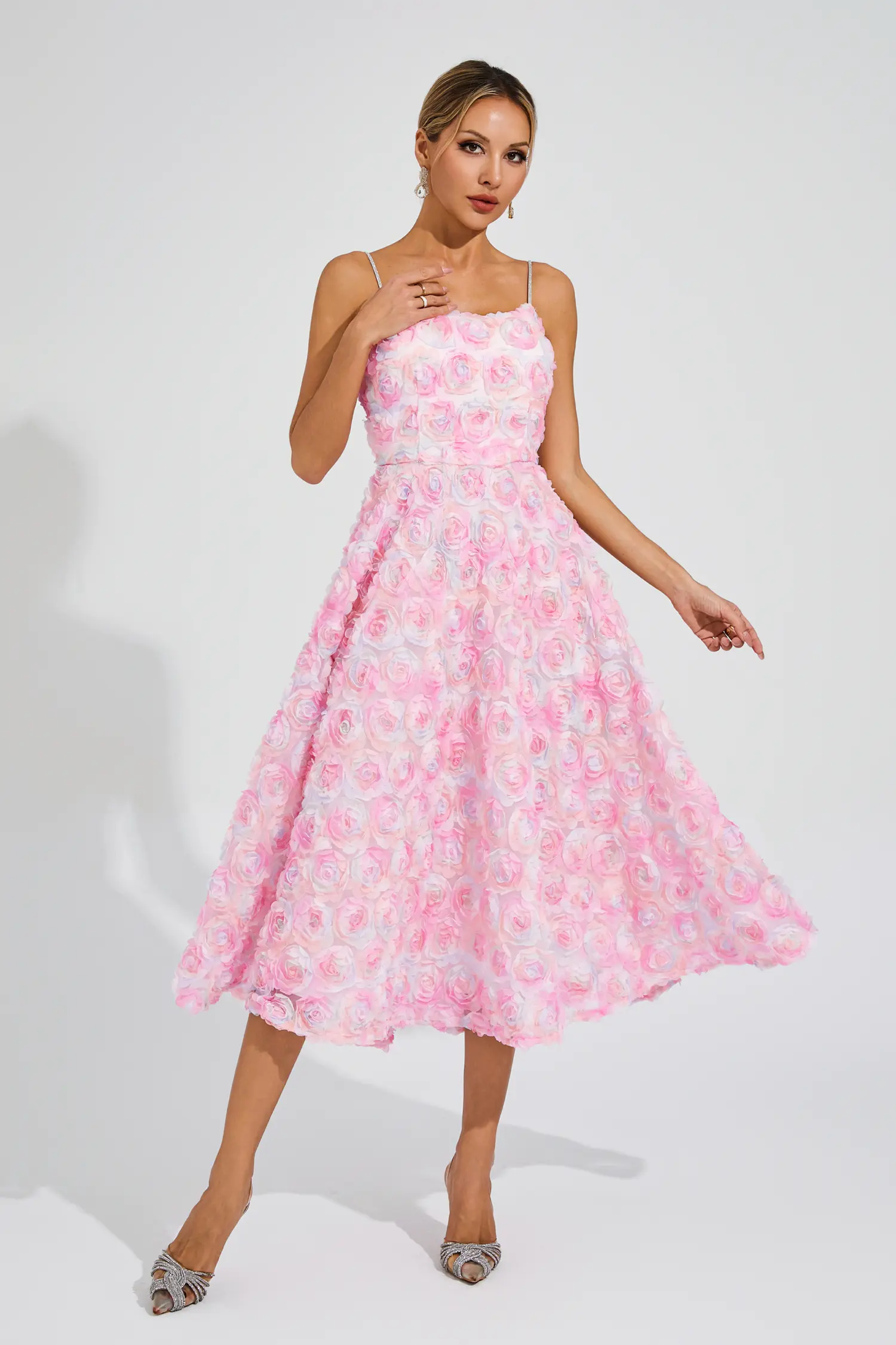 Wendell Pink Flower Slip Dress-CATCHALL