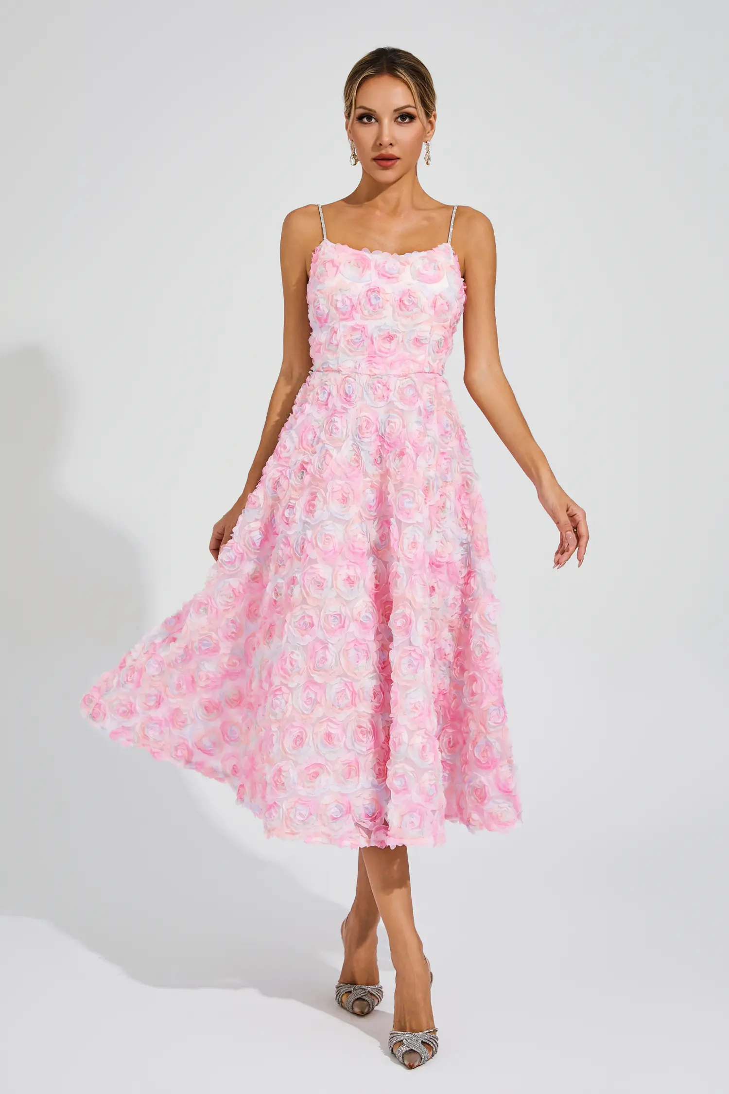 Wendell Pink Flower Slip Dress-CATCHALL