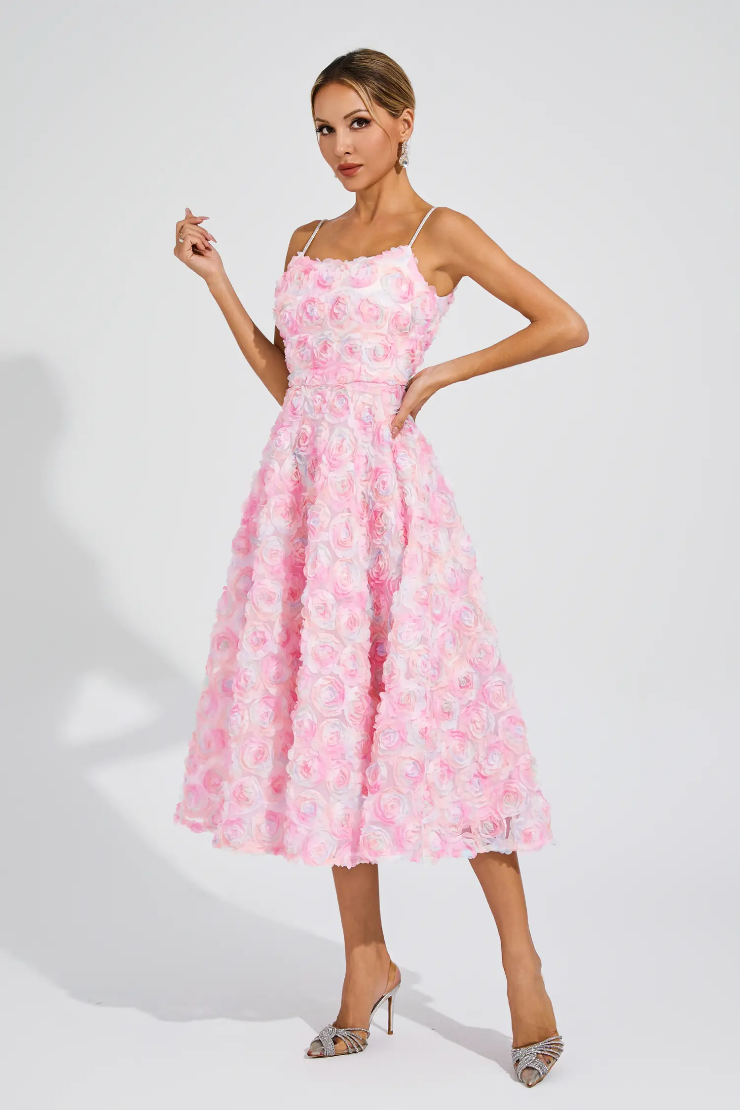 Wendell Pink Flower Slip Dress-CATCHALL