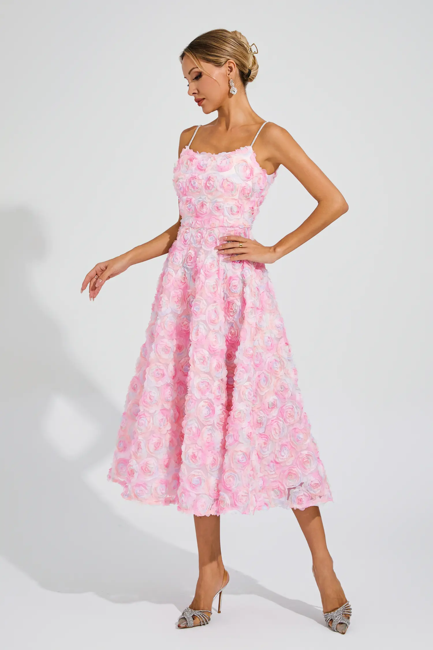 Wendell Pink Flower Slip Dress-CATCHALL