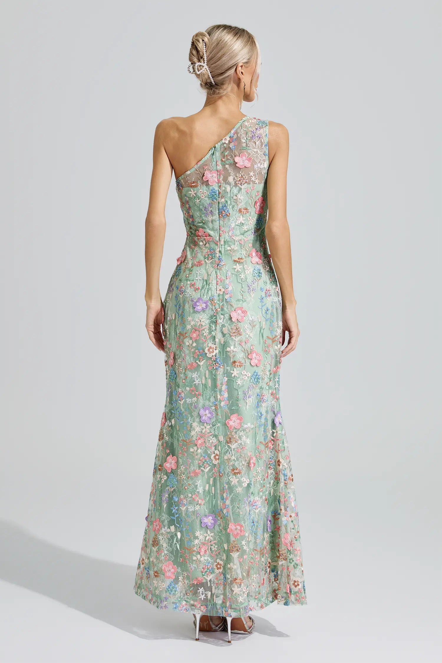 Wenders Green Floral Embroidered Maxi Dress
