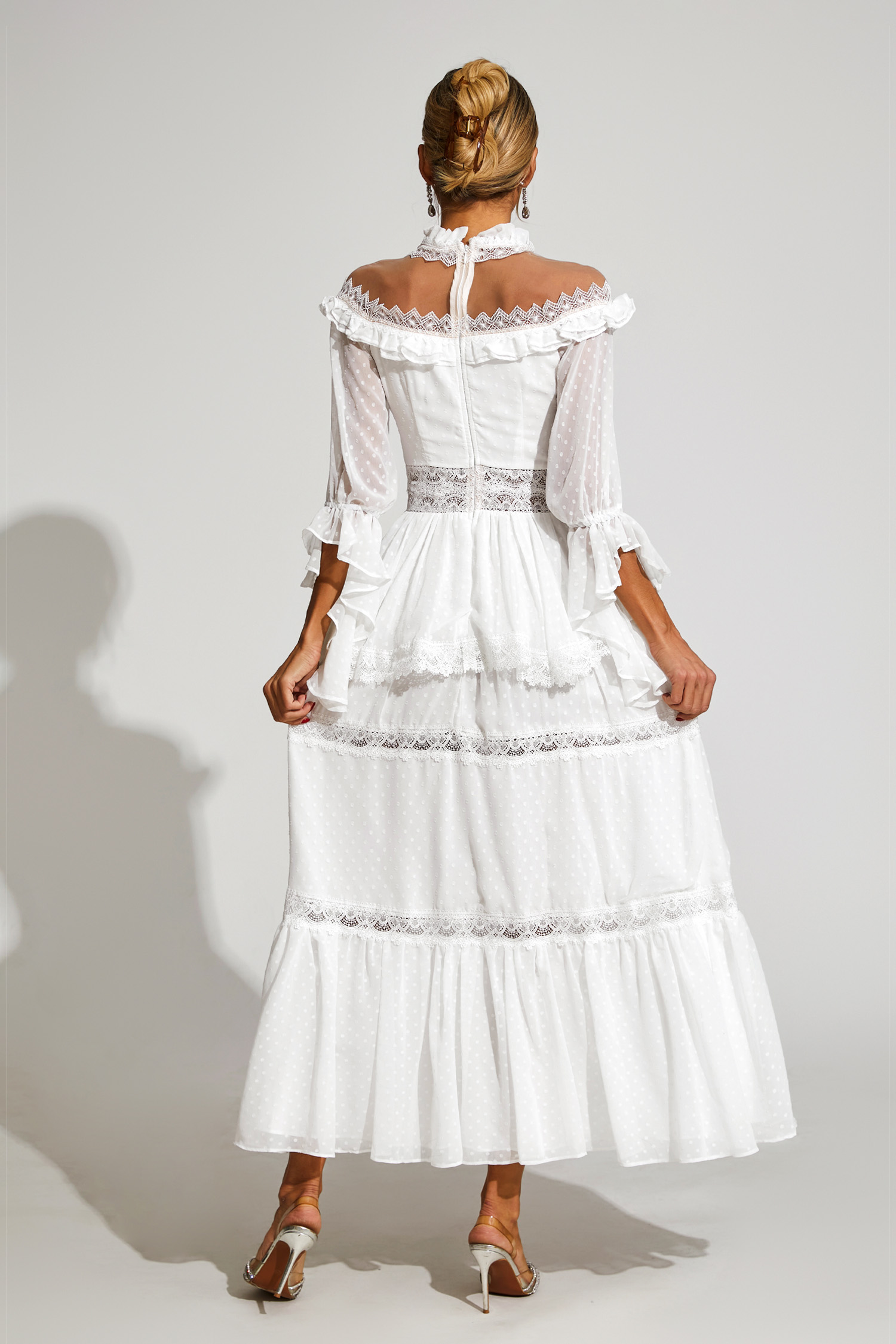 Wendy White Lace Long Sleeve Dress
