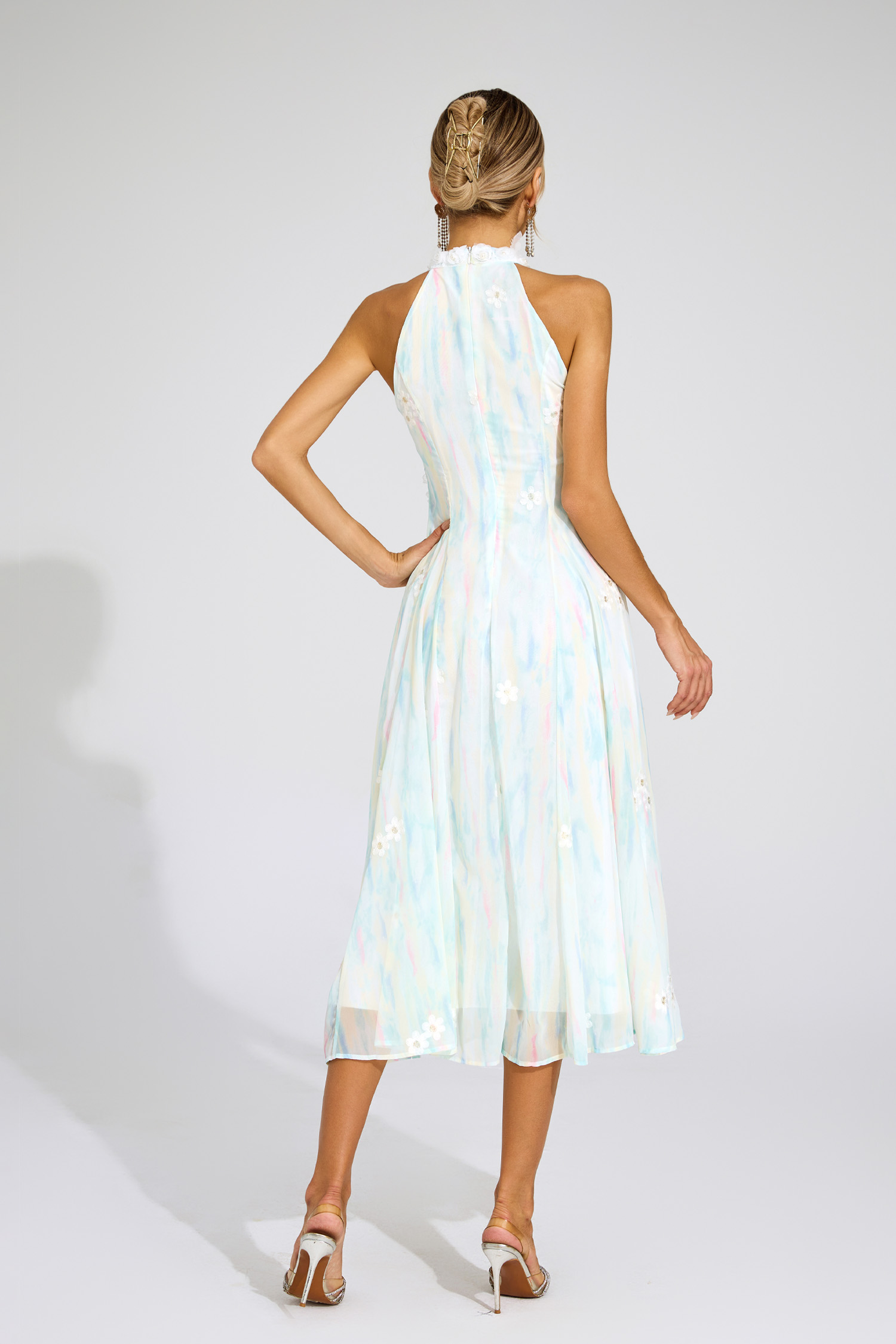 Wheatley Green Halter Sleeveless Dress