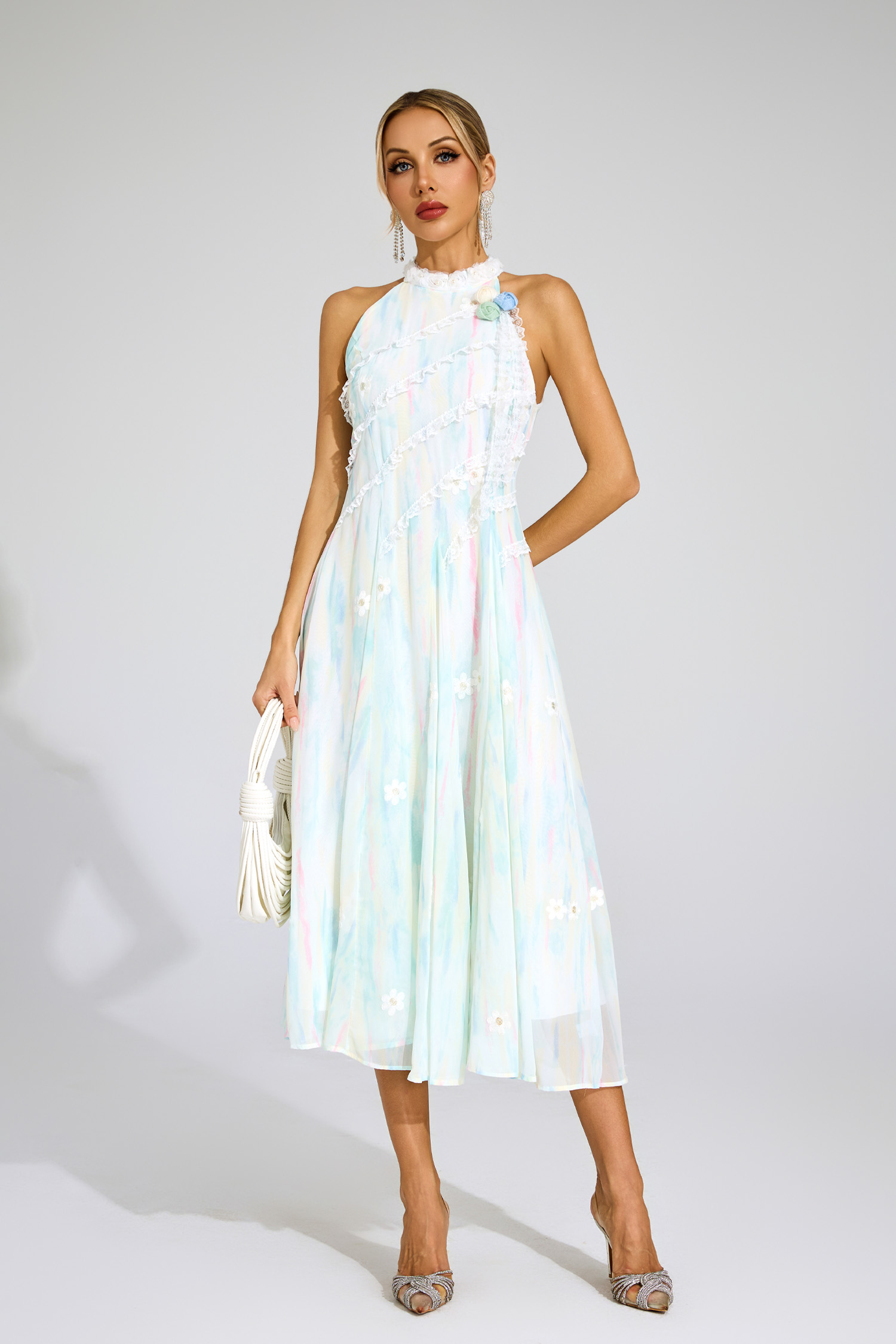 Wheatley Green Halter Sleeveless Dress