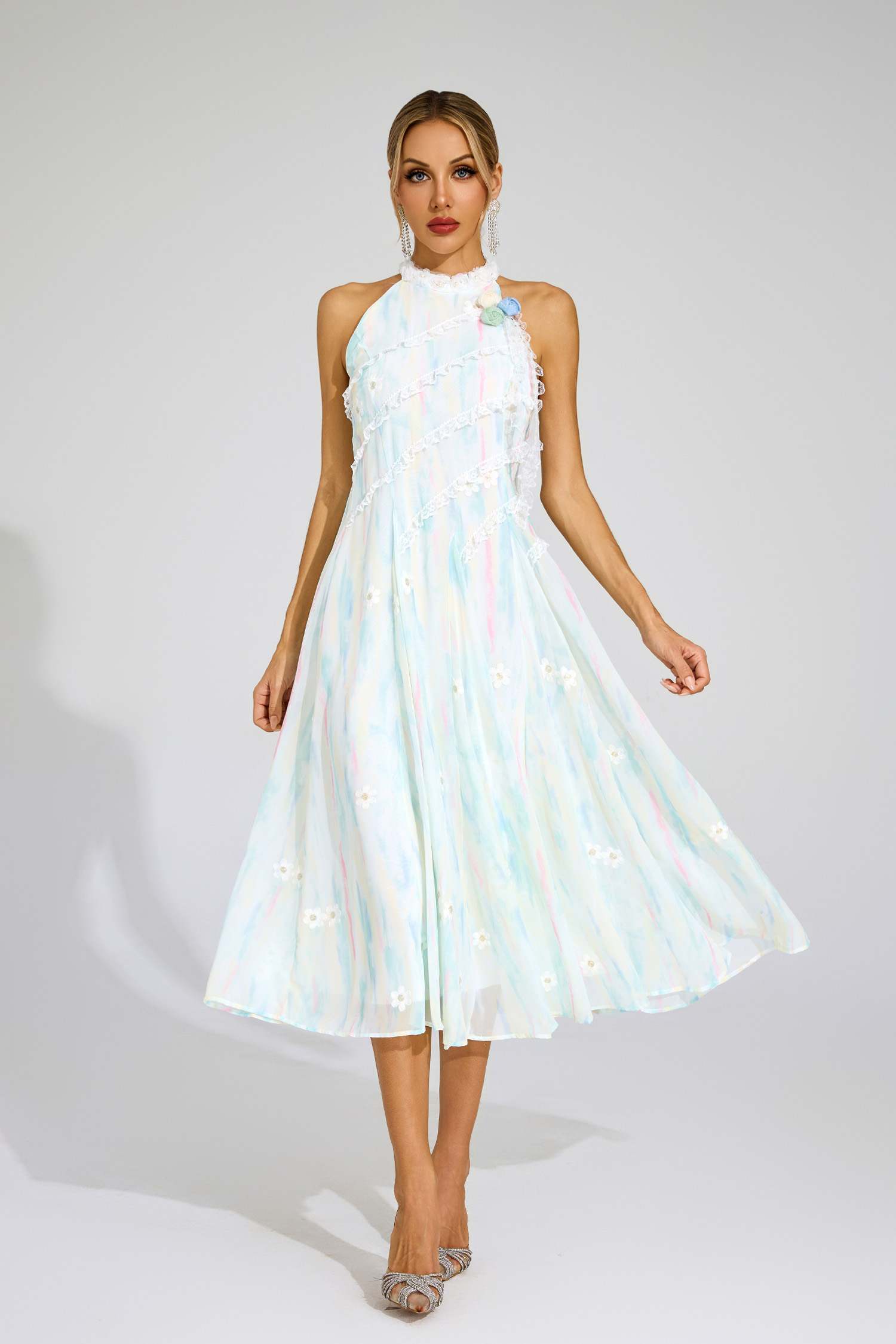 Wheatley Green Halter Sleeveless Dress