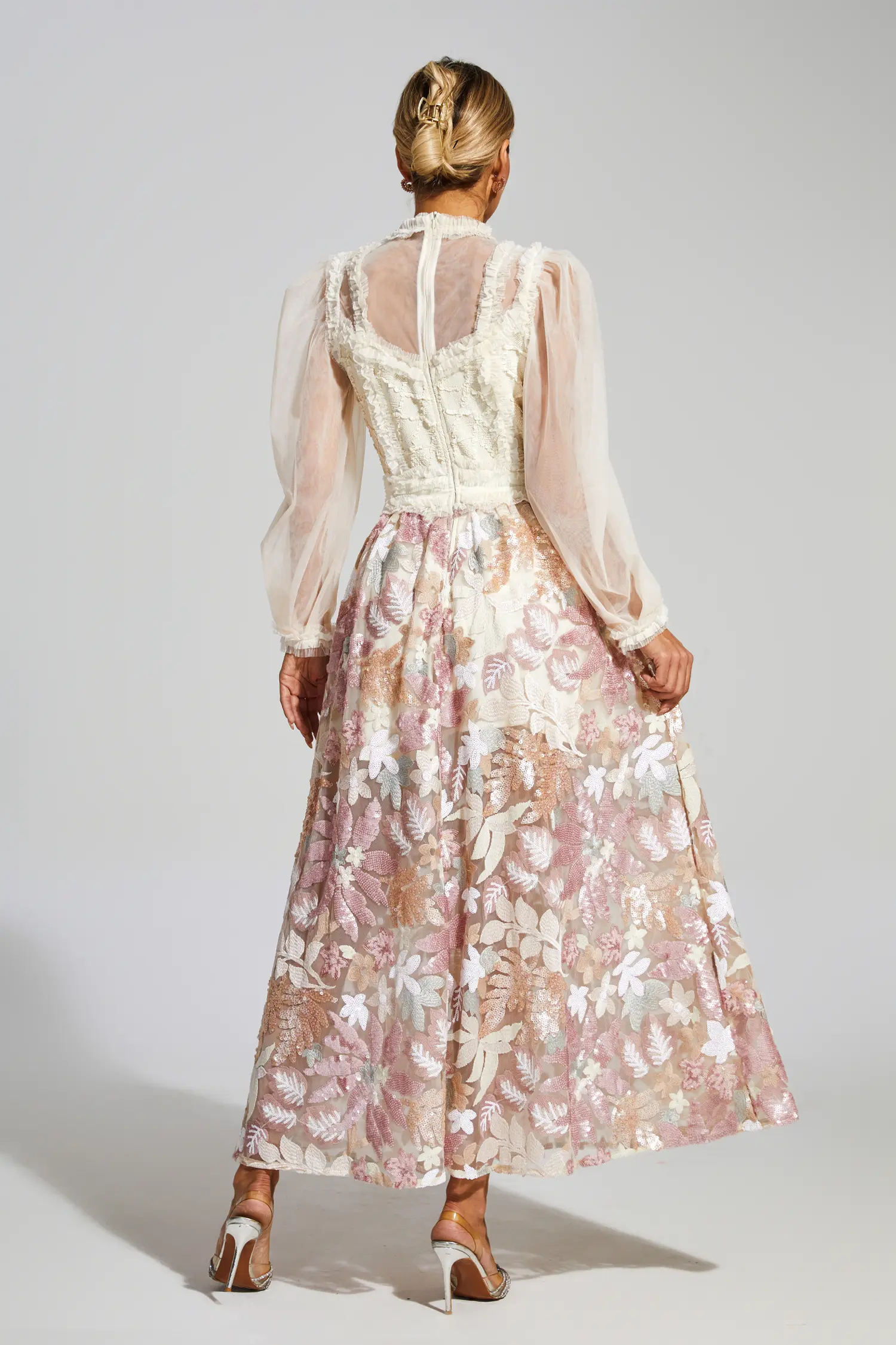 Winifred White Mesh Floral Dress-CATCHALL