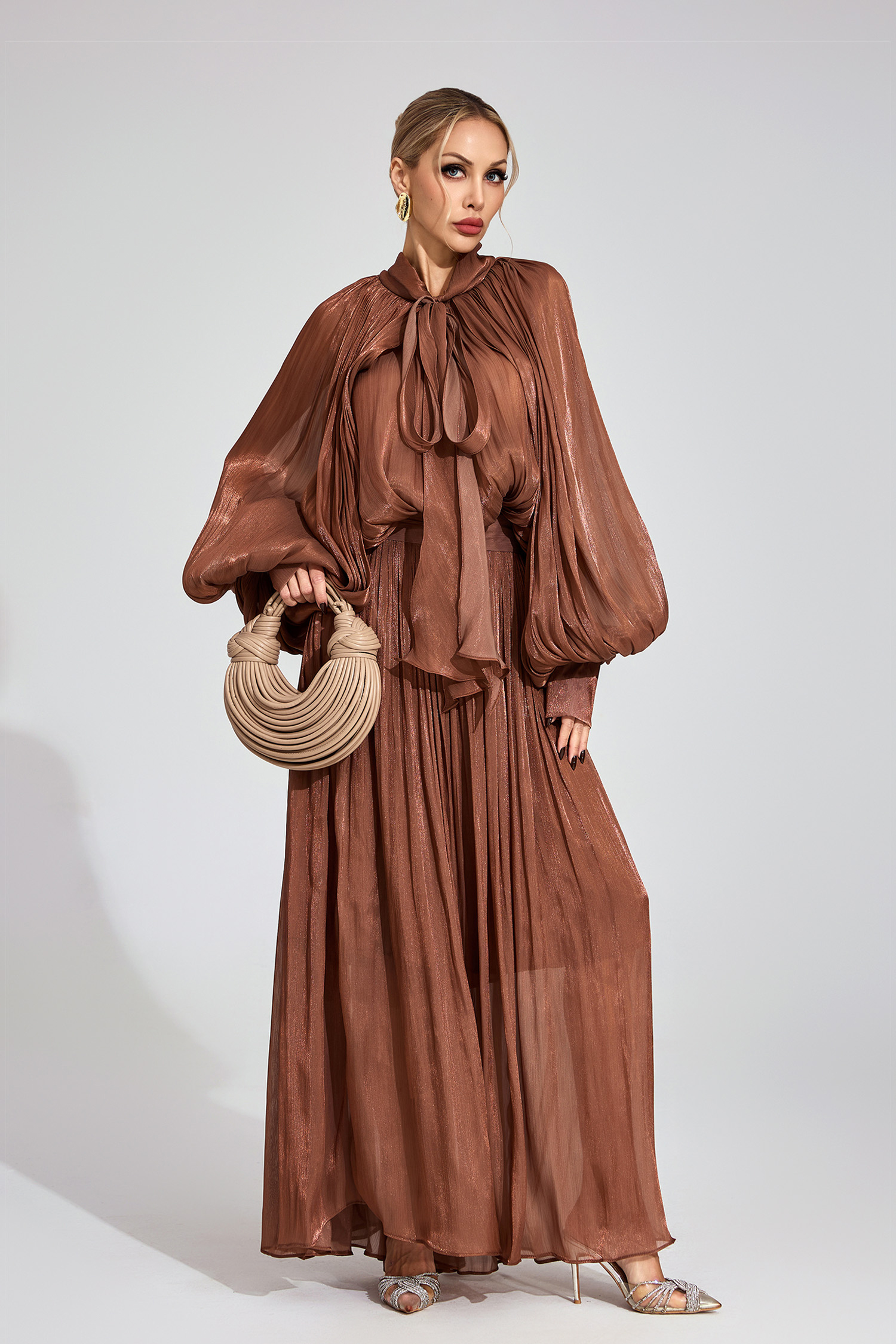 Winona Brown Batwing Maxi Dress