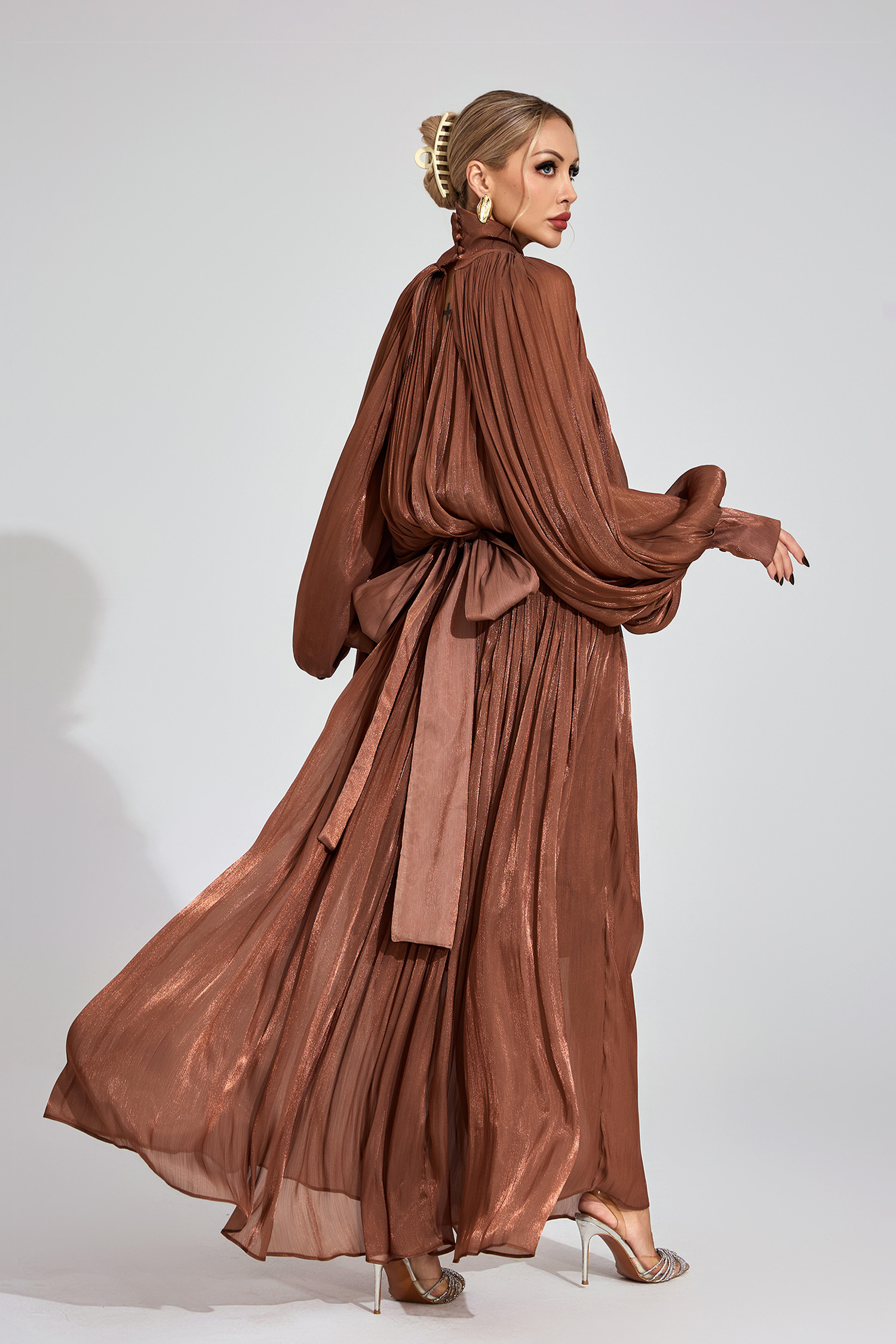 Winona Brown Batwing Maxi Dress