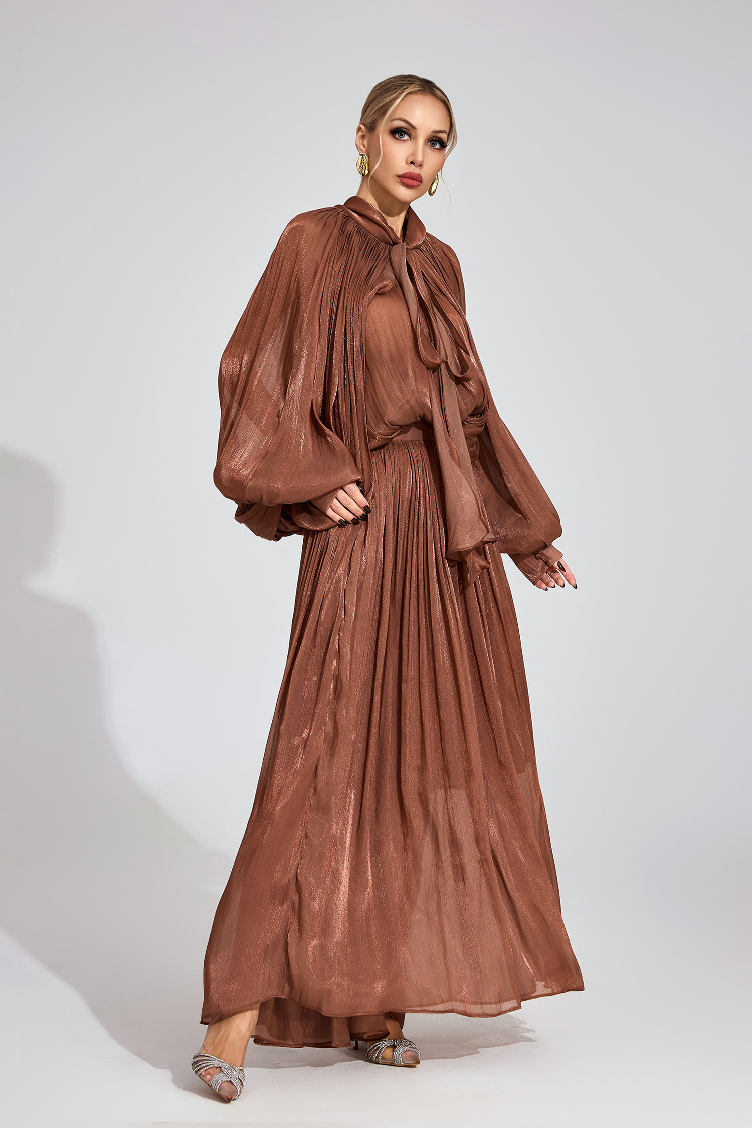 Winona Brown Batwing Maxi Dress
