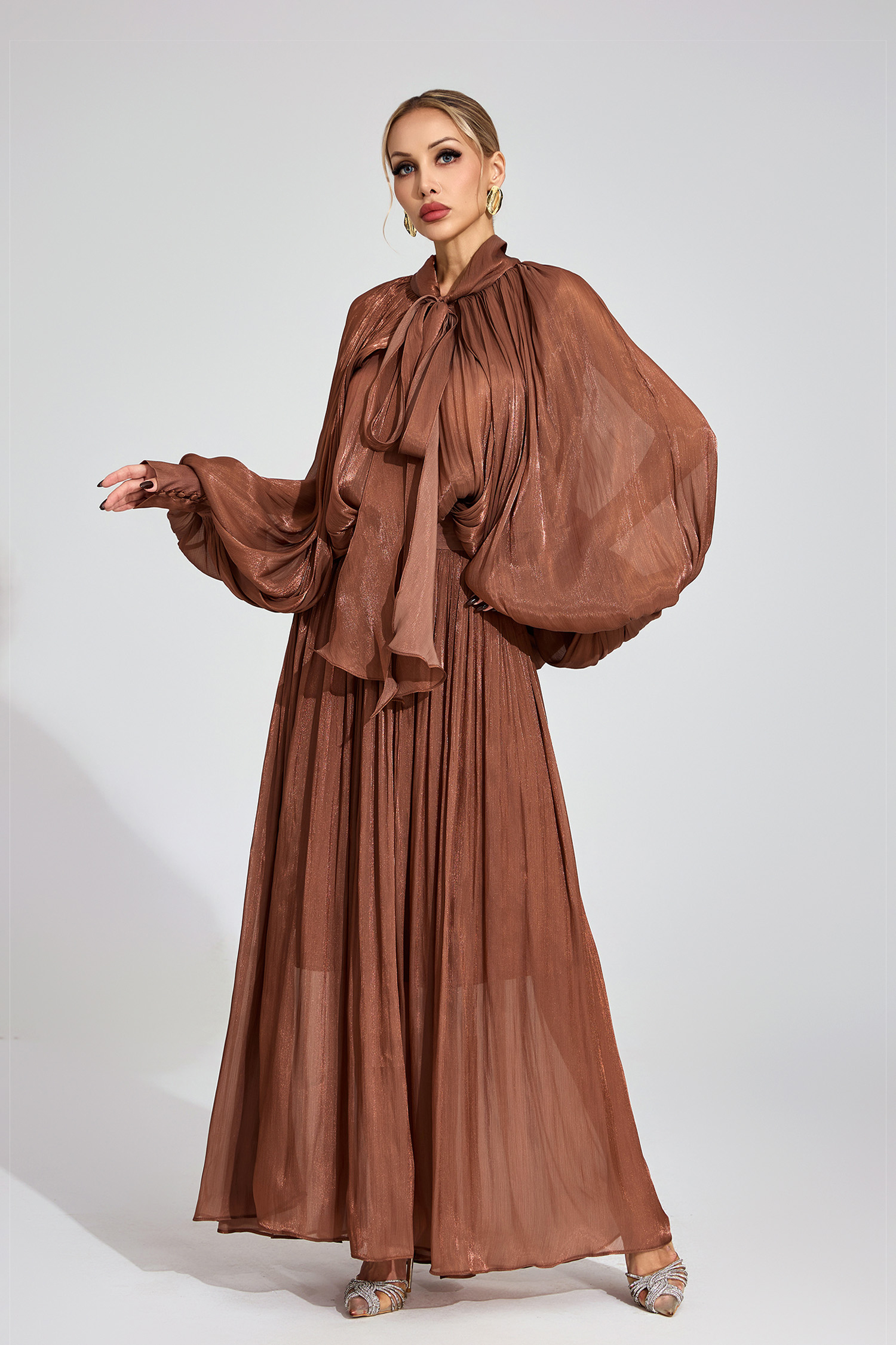 Winona Brown Batwing Maxi Dress