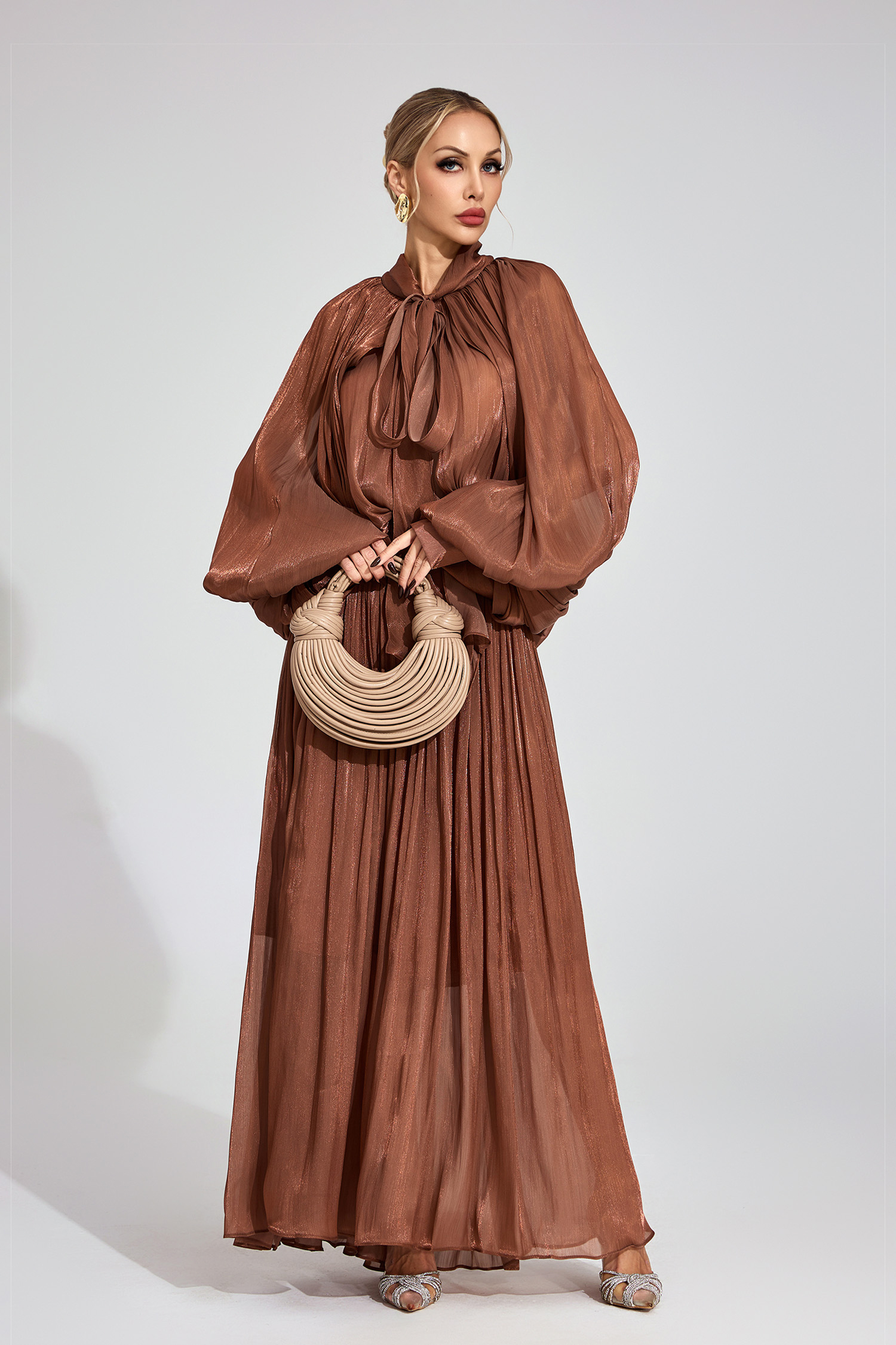 Winona Brown Batwing Maxi Dress