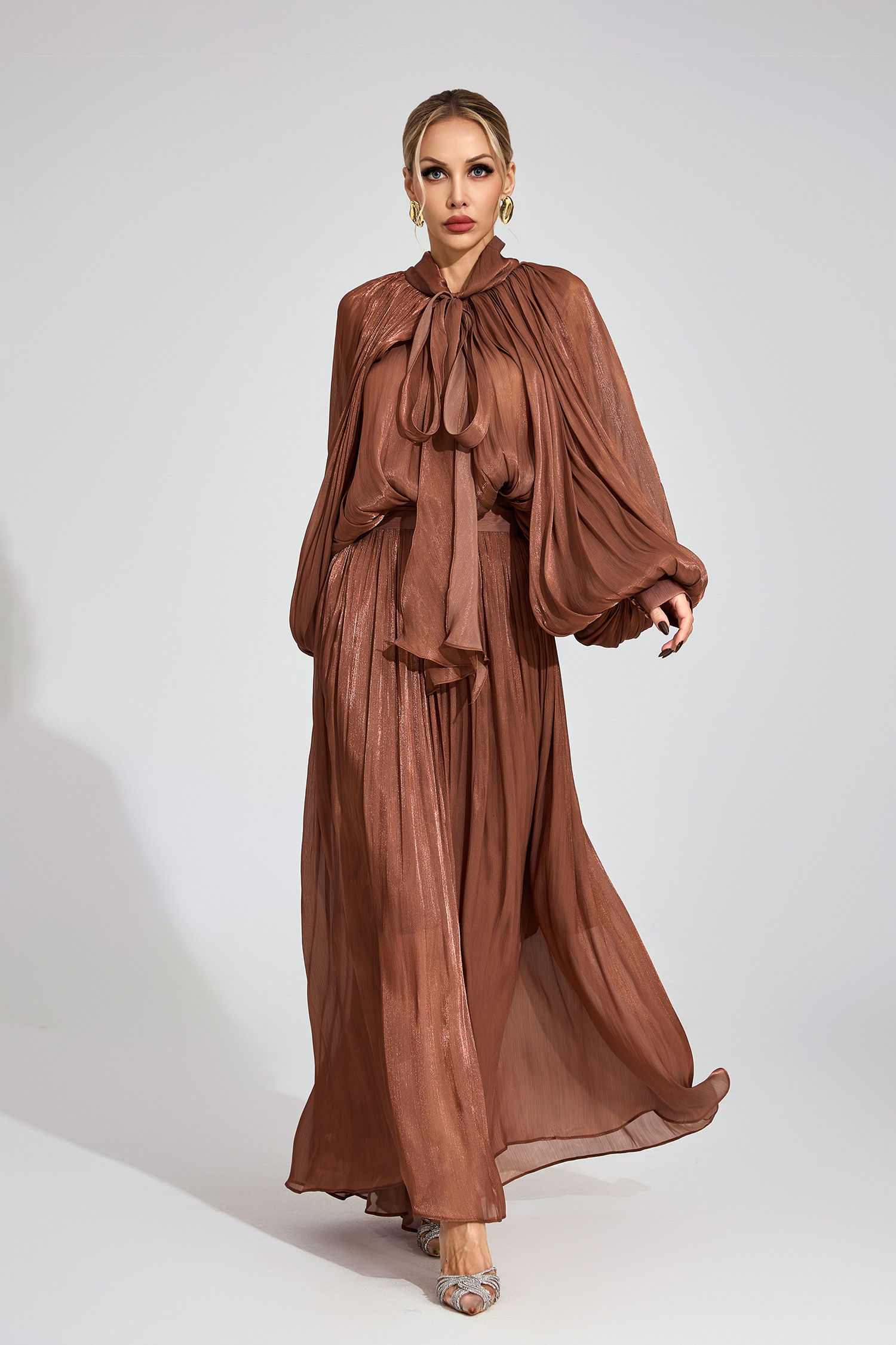 Winona Brown Batwing Maxi Dress