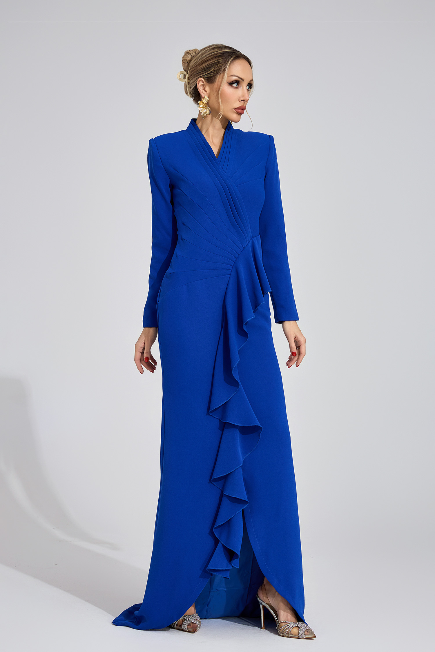 Wisp Dark Blue Train Maxi Dress